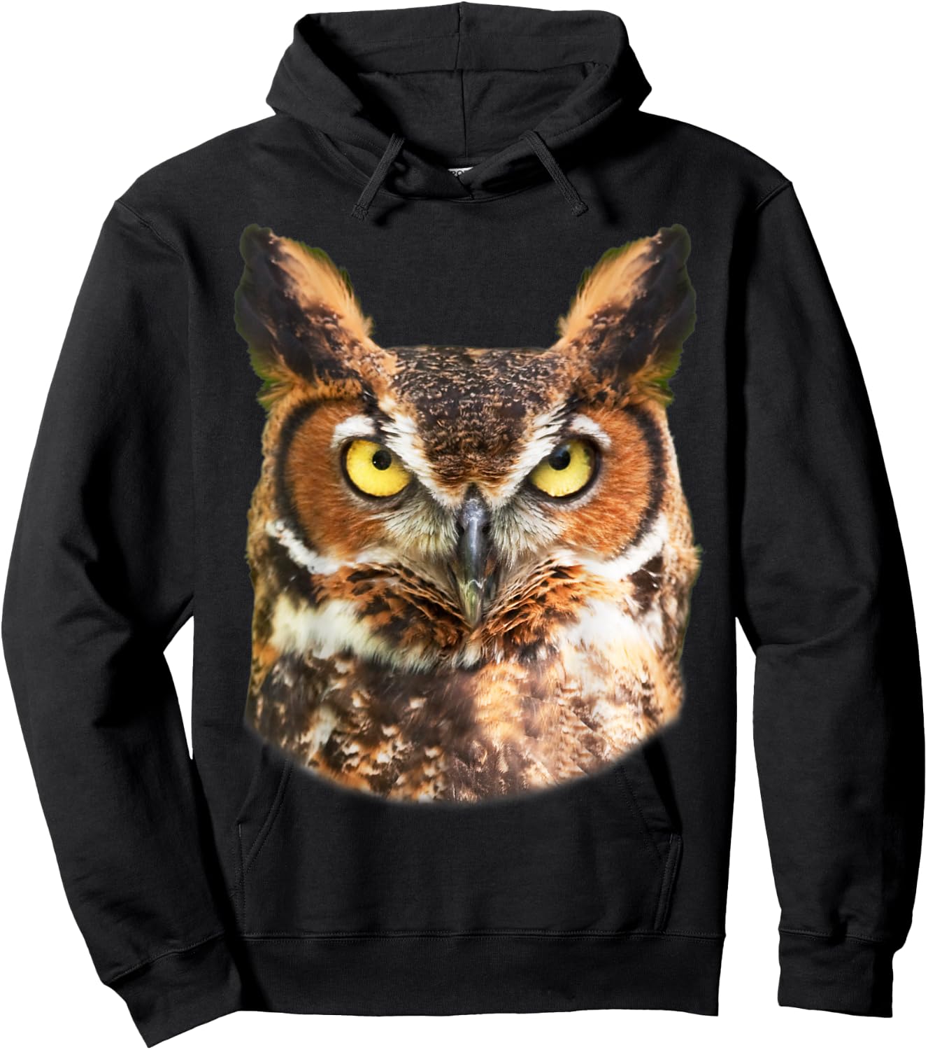 Great Horned Owl Head Owl Lover Hoodie - Hoodie | Black