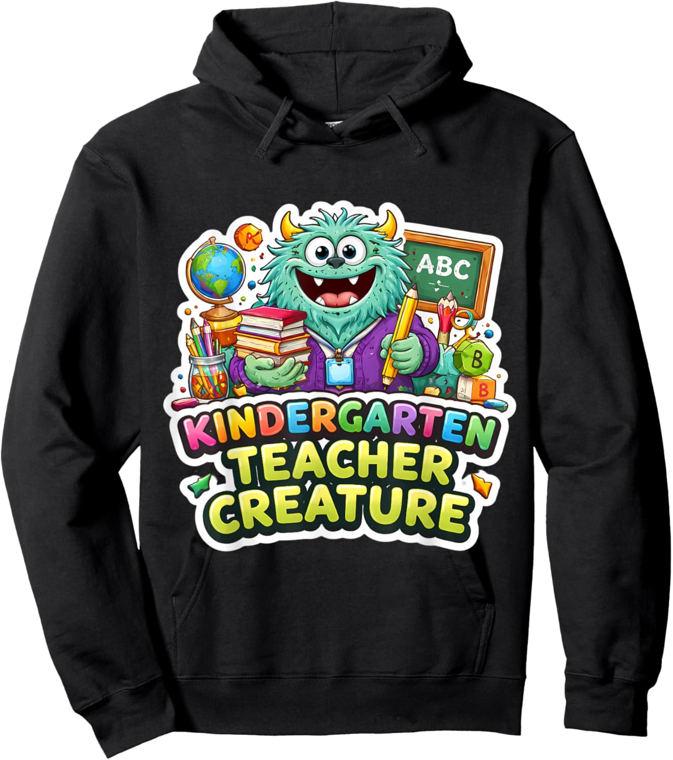 Kindergarten Teacher Creature Funny Monster Educator Cute Hoodie - Hoodie | Black