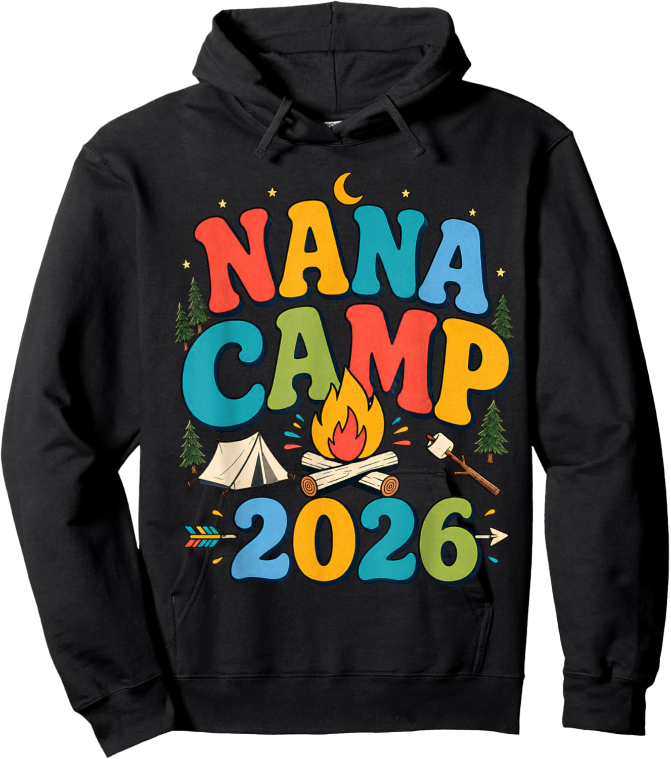 Nana Camp 2026 Retro Grandma Camping Family Vacation Hoodie - Hoodie | Black