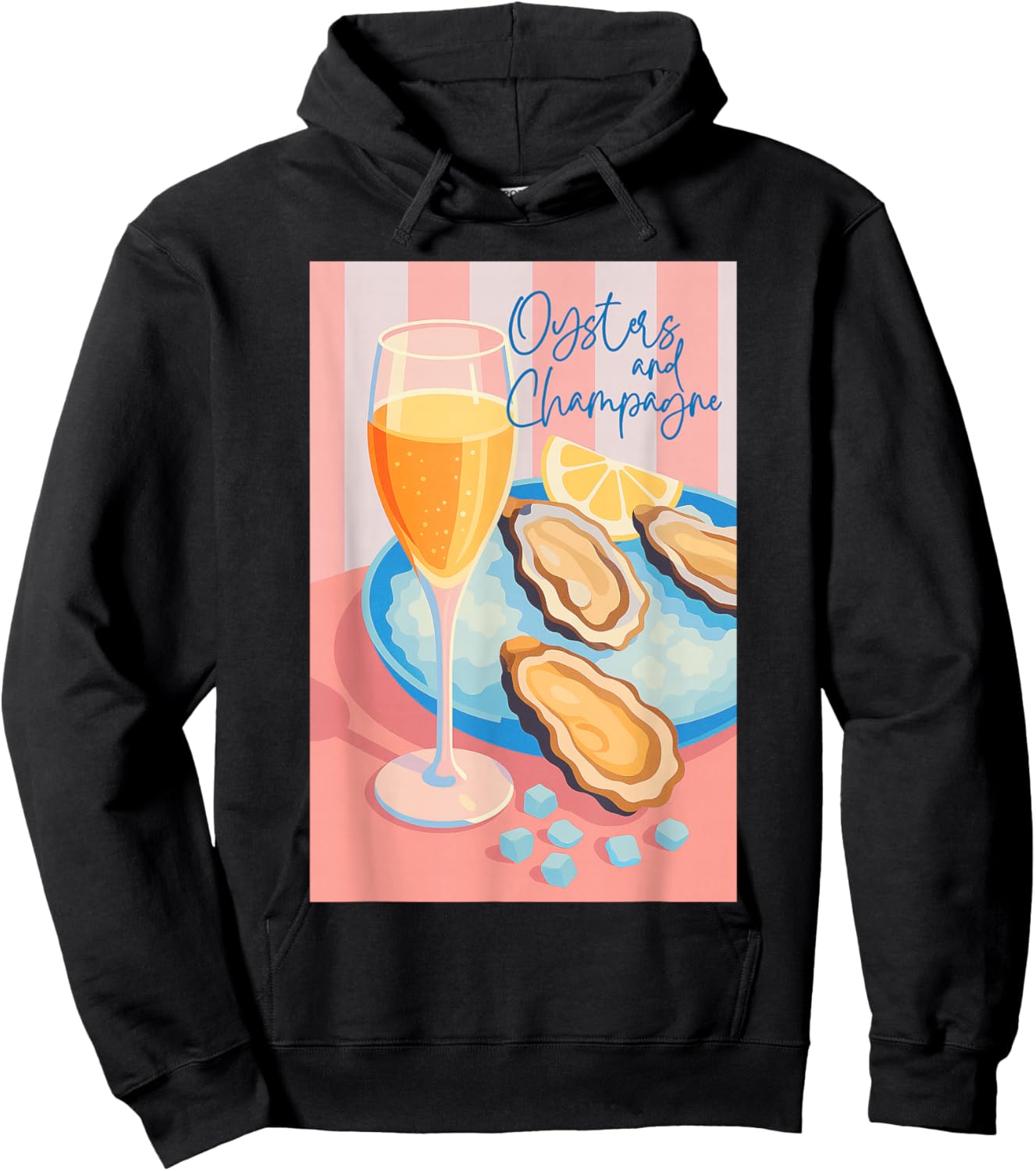 Retro Oysters and Champagne Party Shirt for Seafood Lovers Hoodie - Hoodie | Black