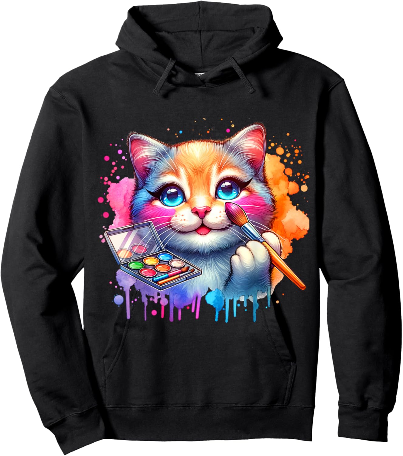 Makeup And Cats. Funny Cats And Makeup Lover Hoodie - Hoodie | Black