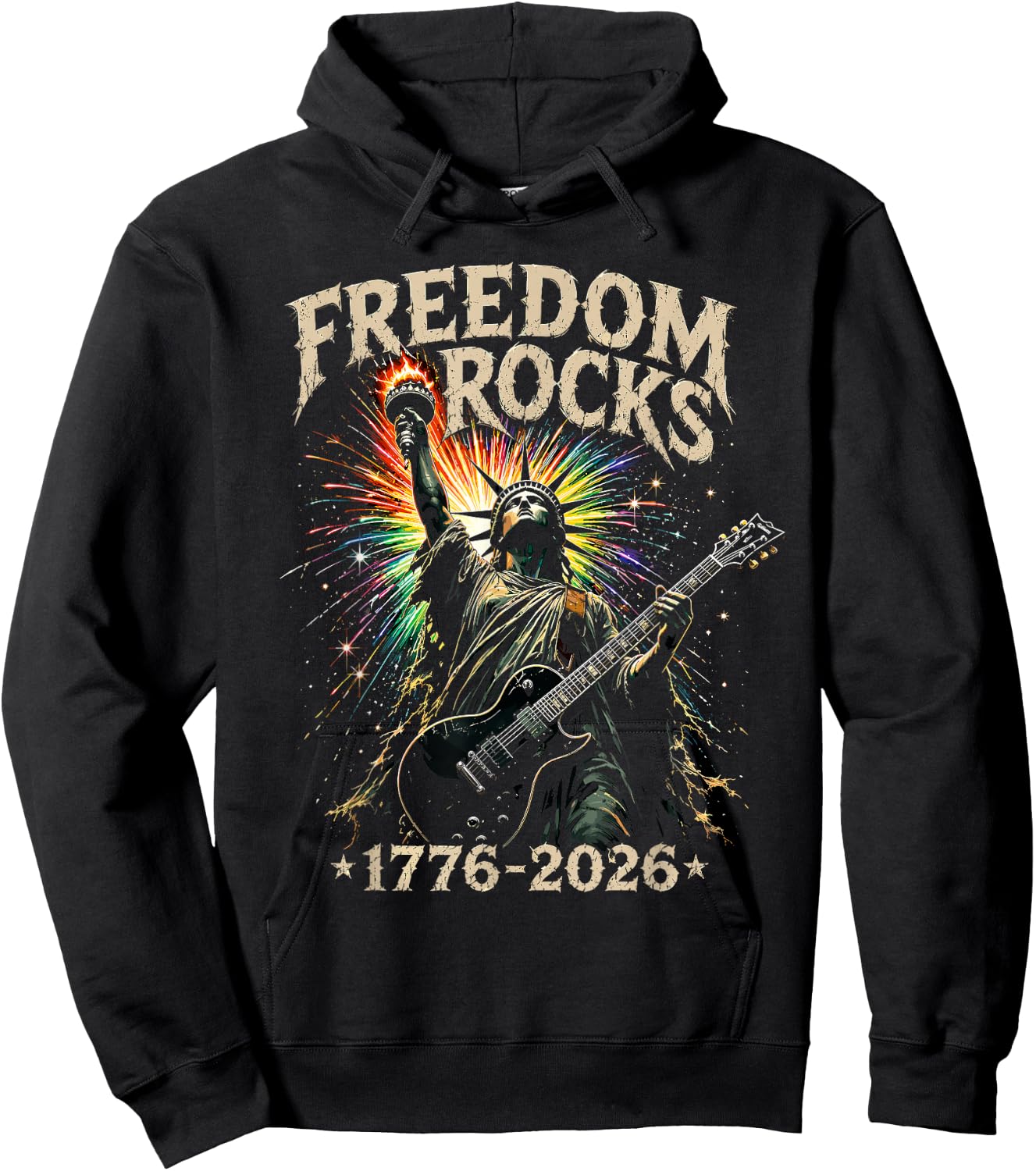 Freedom Rocks Statue of Liberty Guitar 1776-2026 250 Years Hoodie - Hoodie | Black