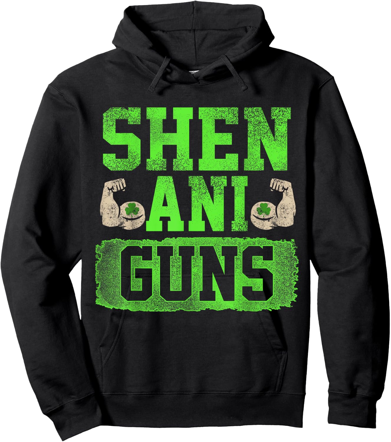 Funny Fitness Quote St Patricks Day Shenaniguns Gains Hoodie - Hoodie | Black
