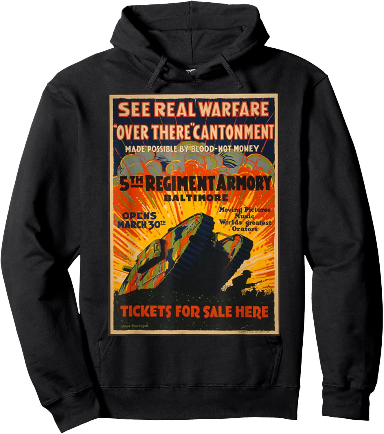 Vintage WW1 WWI Retro Poster World War Advertising Hoodie - Hoodie | Black