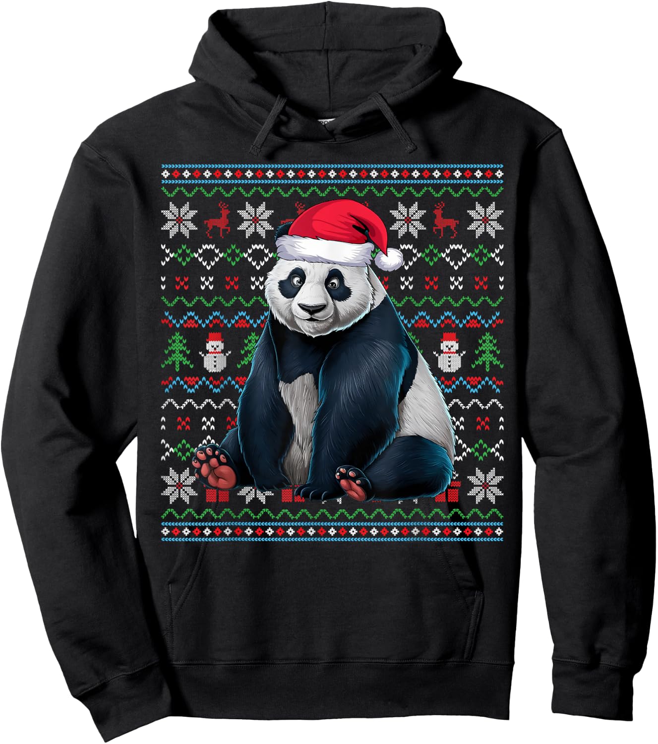 Ugly Panda Lovers Xmas Sweater Santa Christmas Hoodie - Hoodie | Black