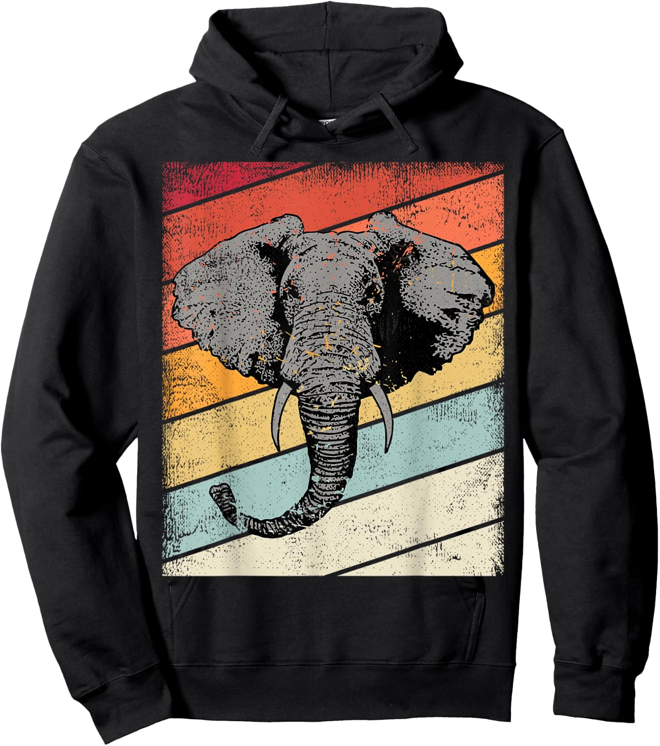 Vintage Elephant Retro Graphic Elephants Kids, Youth Hoodie - Hoodie | Black