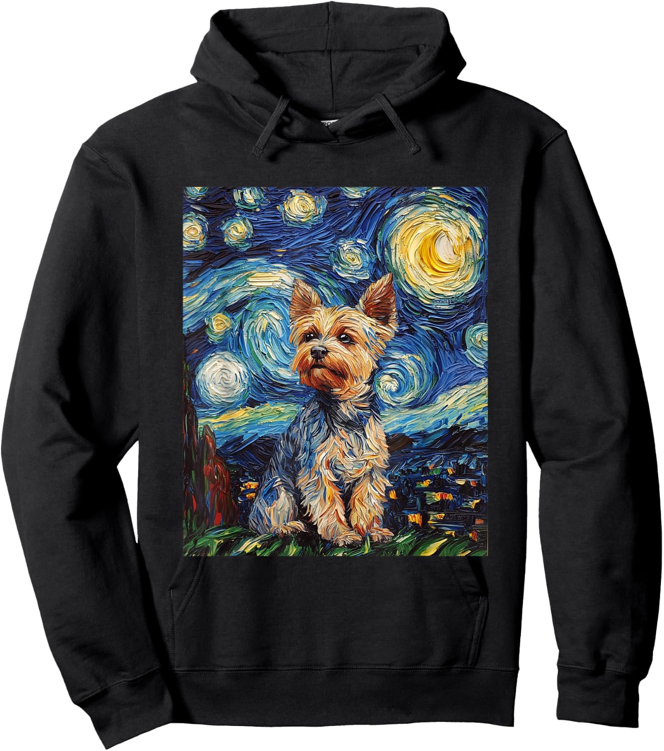 Yorkshire Terrier Yorkie Dog Van Gogh Style Starry Night Hoodie - Hoodie | Black