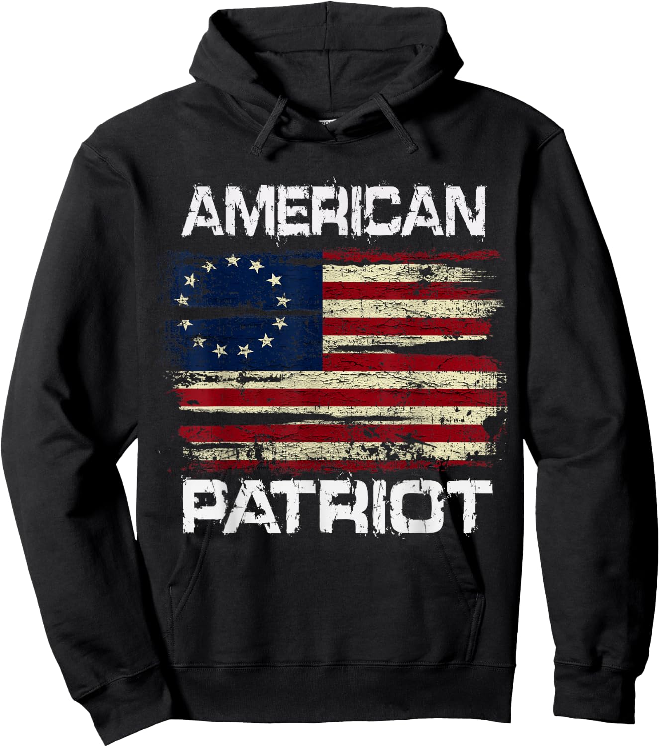 Betsy Ross American Flag 13 Star Colonies American Patriot Kids Men Hoodie - Hoodie | Black