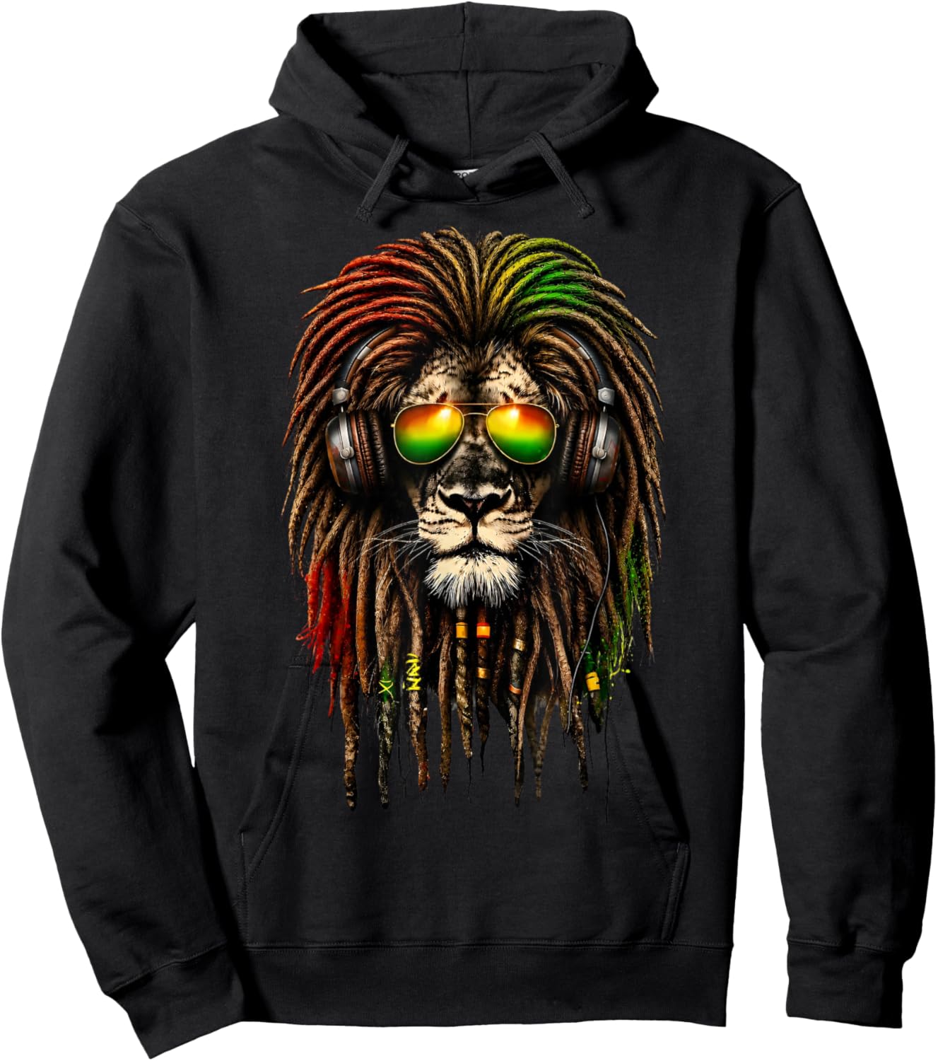 Rasta Lion Shirt Afro Music Vibes Reggae Lion Hoodie - Hoodie | Black