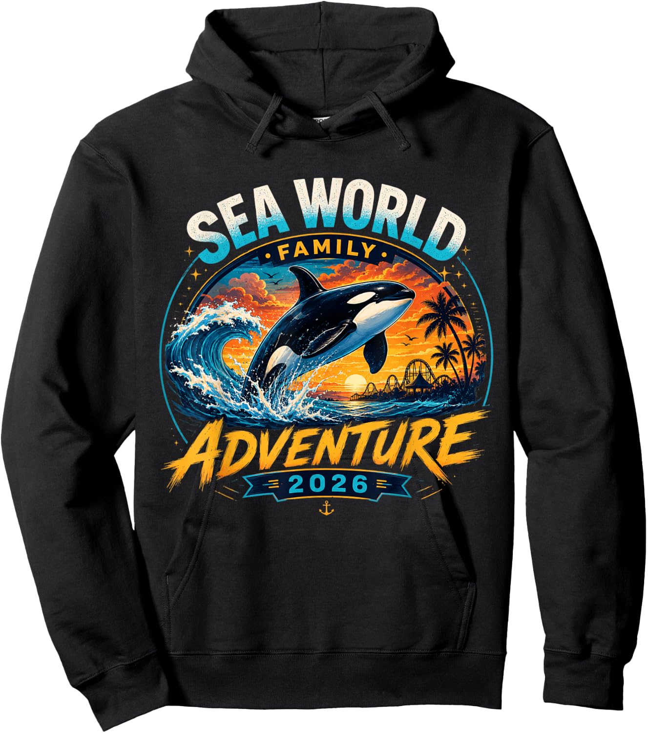 Sea World Family Adventure 2026, Family Sea World Matching Hoodie - Hoodie | Black