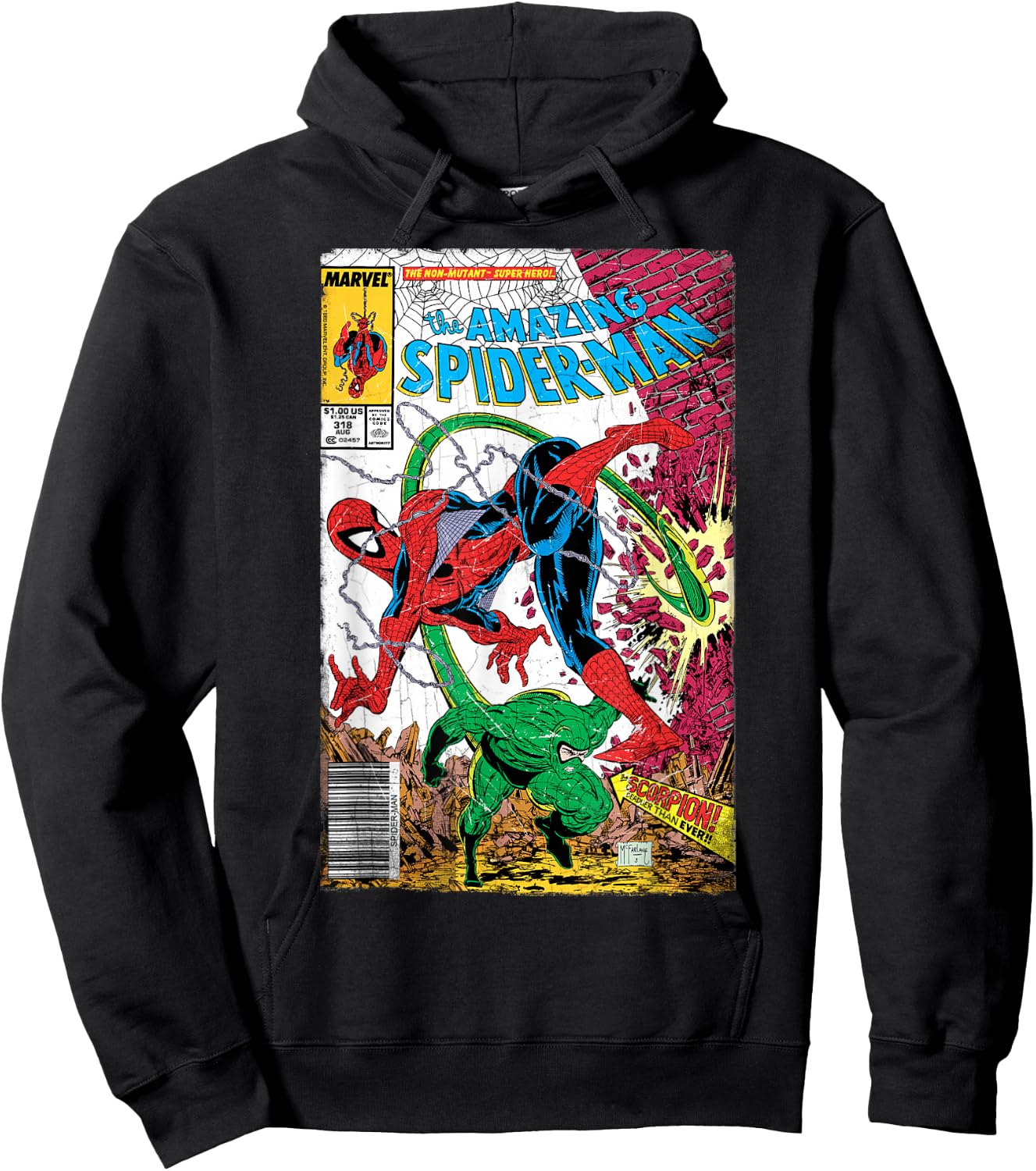 Marvel Spider-Man Classic Retro Comic Scorpion Cover Hoodie - Hoodie | Black
