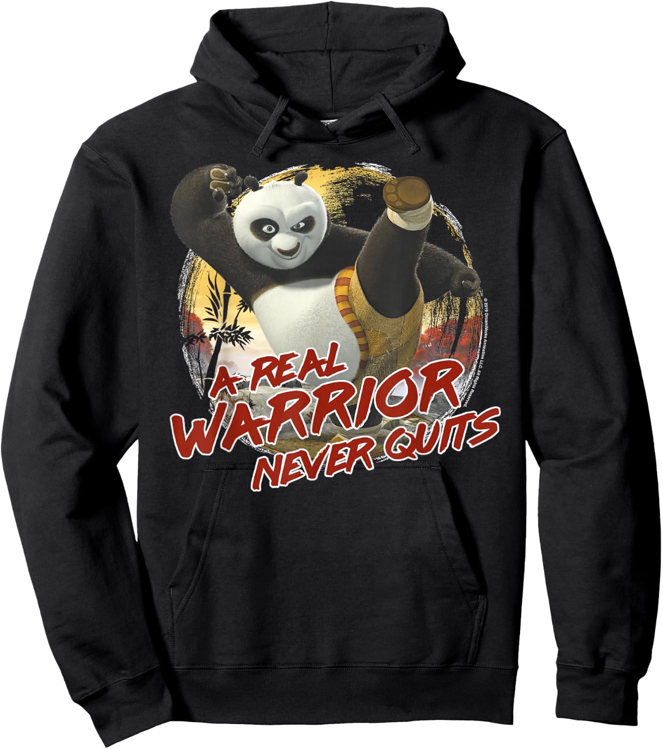 Kung Fu Panda 2 Po A Real Warrior Never Quits Action Pose Hoodie - Hoodie | Black