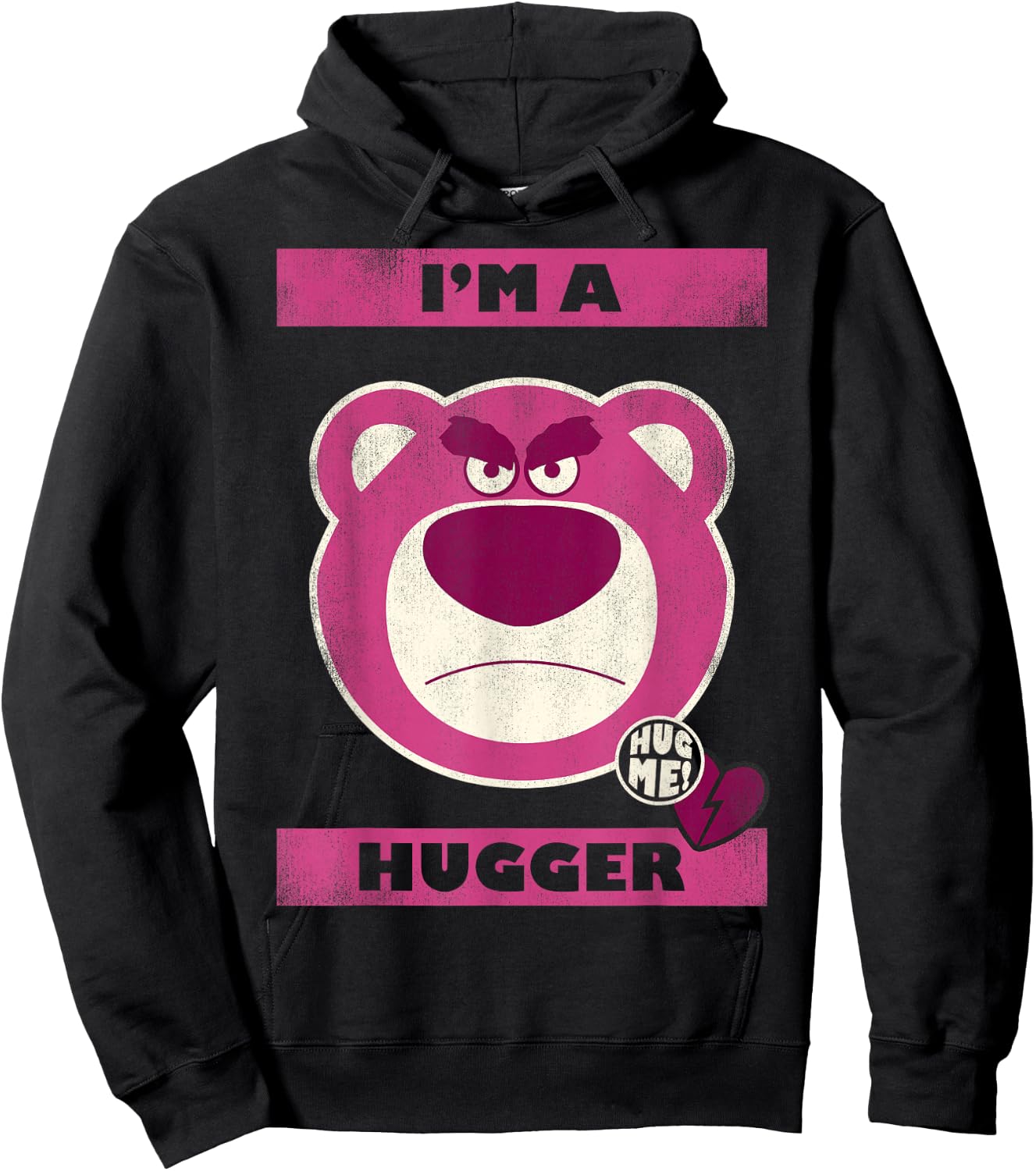 Disney Pixar Toy Story Lotso Bear I'm a Hugger Hearts Hoodie - Hoodie | Black