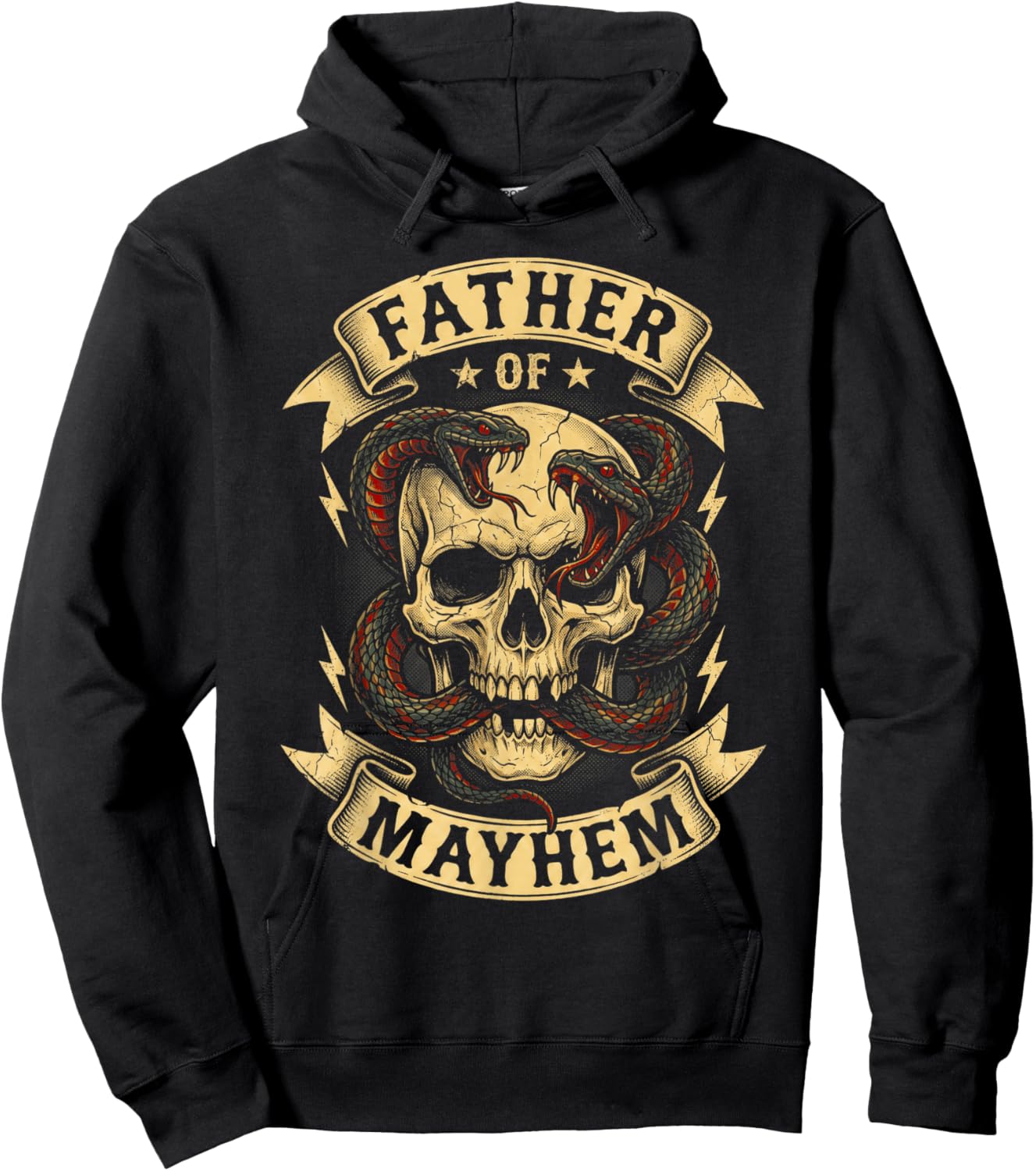 Men Dad Funny Father's Day Matching Family Father of Mayhem Hoodie - Hoodie | Black