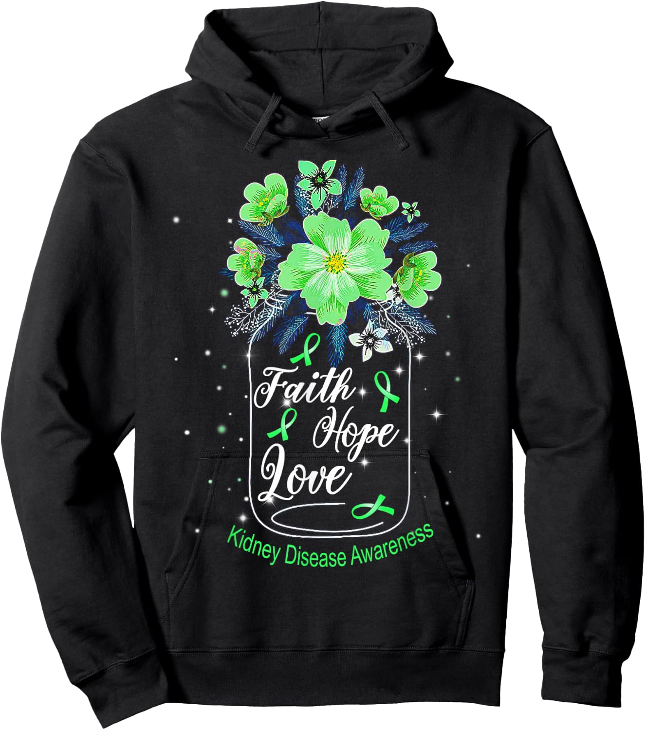 Faith Hope Love Kidney Disease Awareness Hoodie - Hoodie | Black