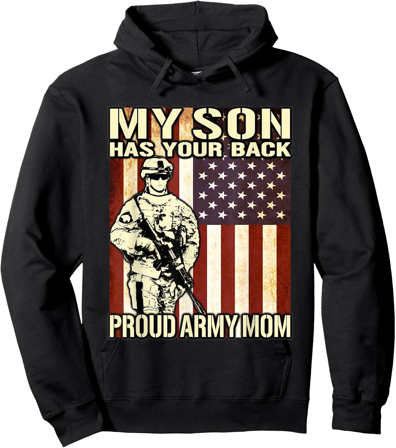 My Son Has Your Back - Proud Army Mom Military Mother Gift Hoodie - Hoodie | Black