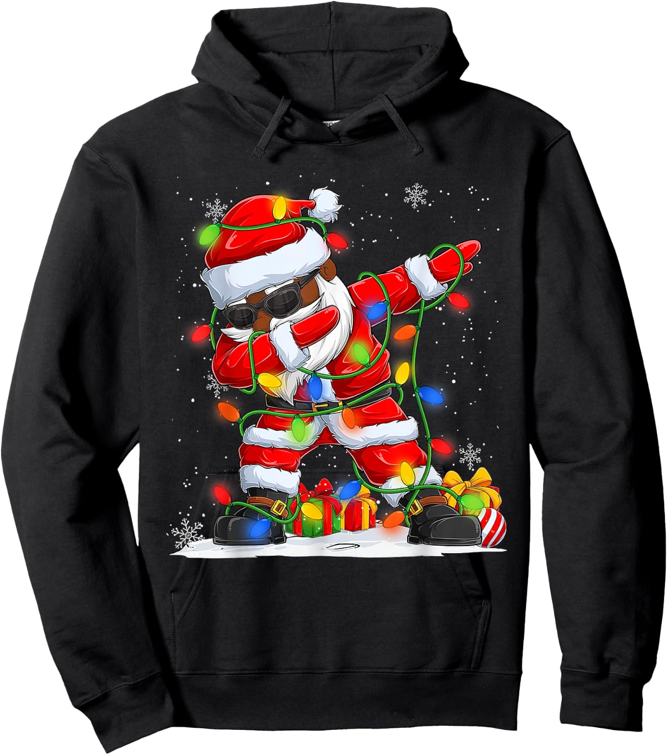 Dabbing Santa Black African American Men Boys Christmas 2025 Hoodie - Hoodie | Black