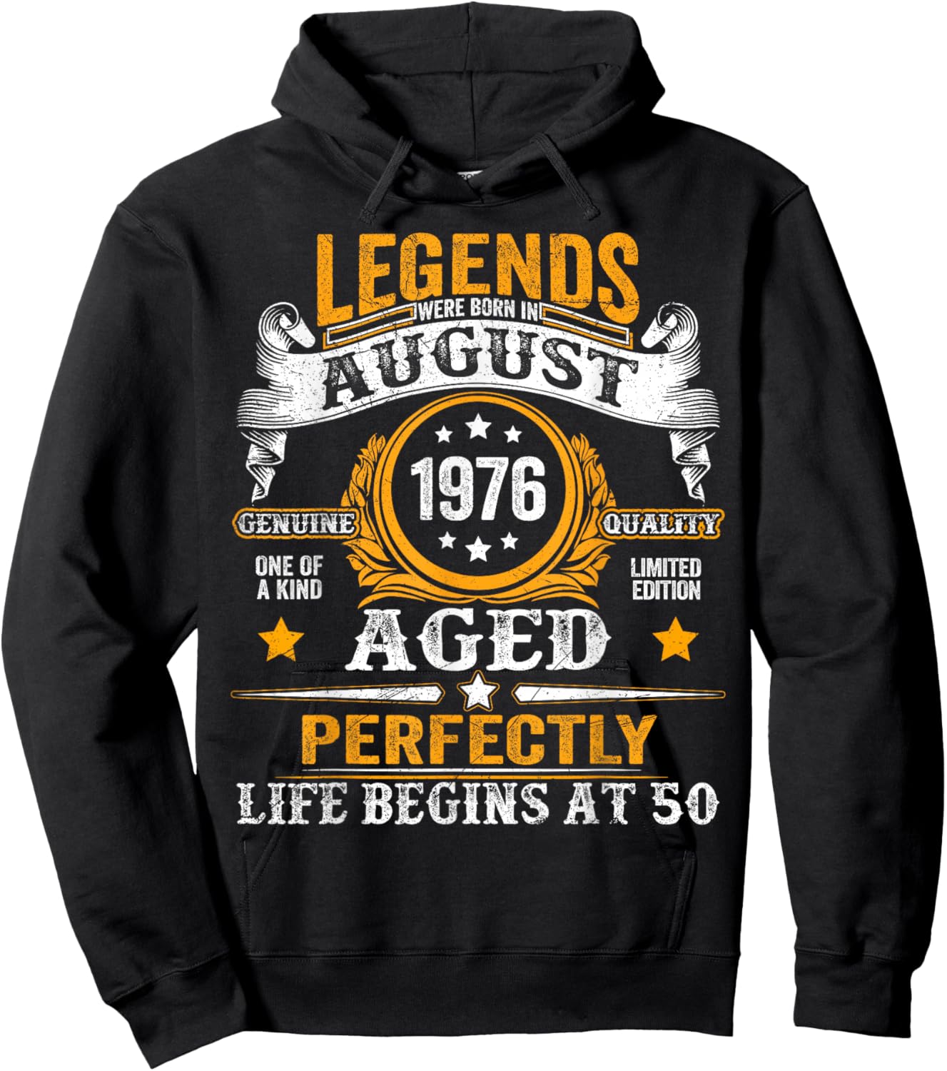 Legend Since August 1976 50 Years Old 50th Birthday Men Dad Hoodie - Hoodie | Black