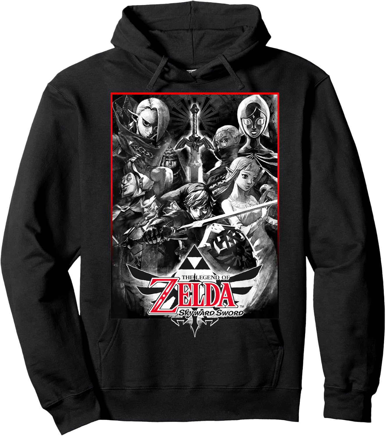 Legend of Zelda Skyward Sword Group Sketch Graphic Hoodie - Hoodie | Black
