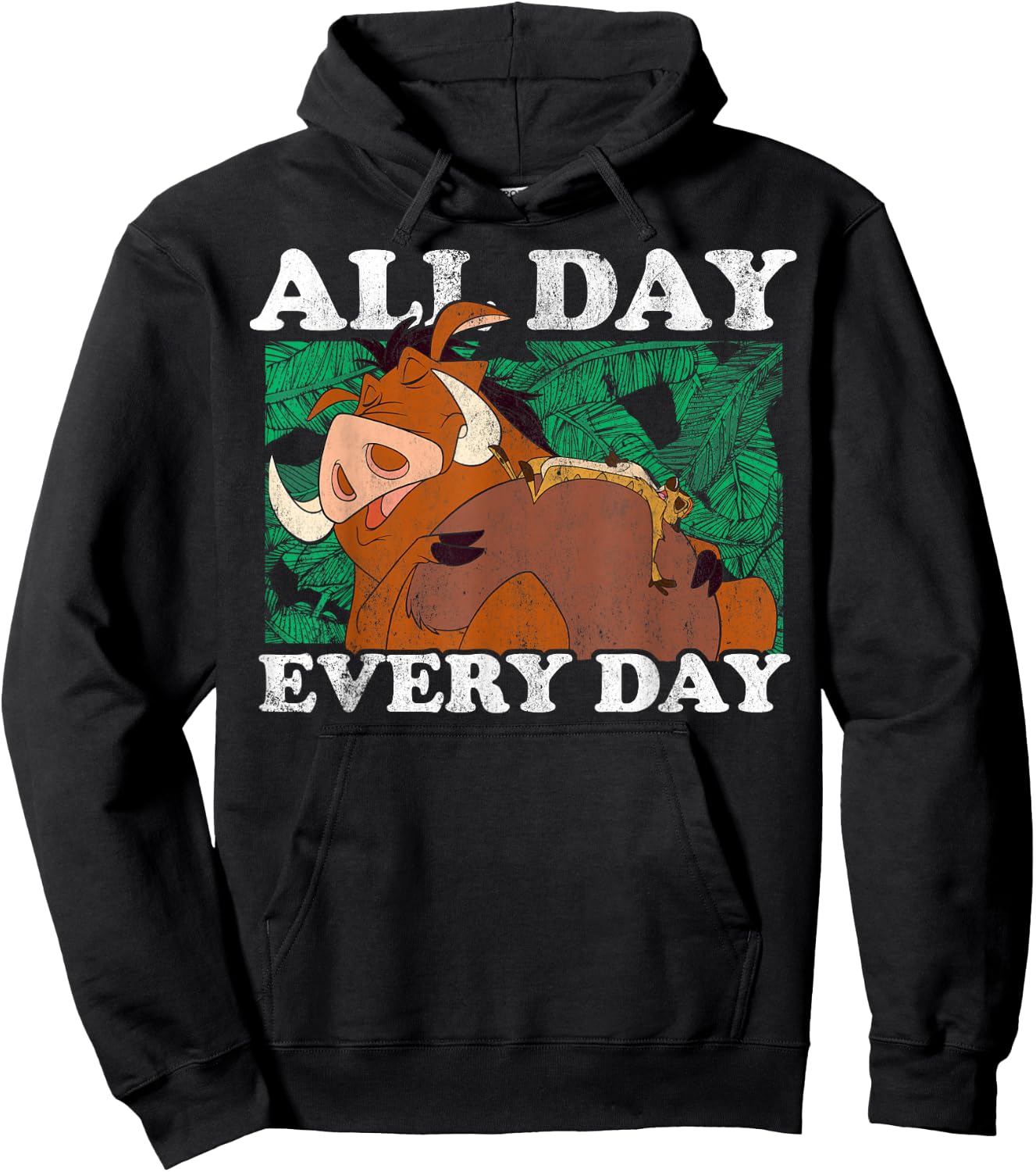 Disney The Lion King Timon & Pumbaa All Day Text Poster Hoodie - Hoodie | Black