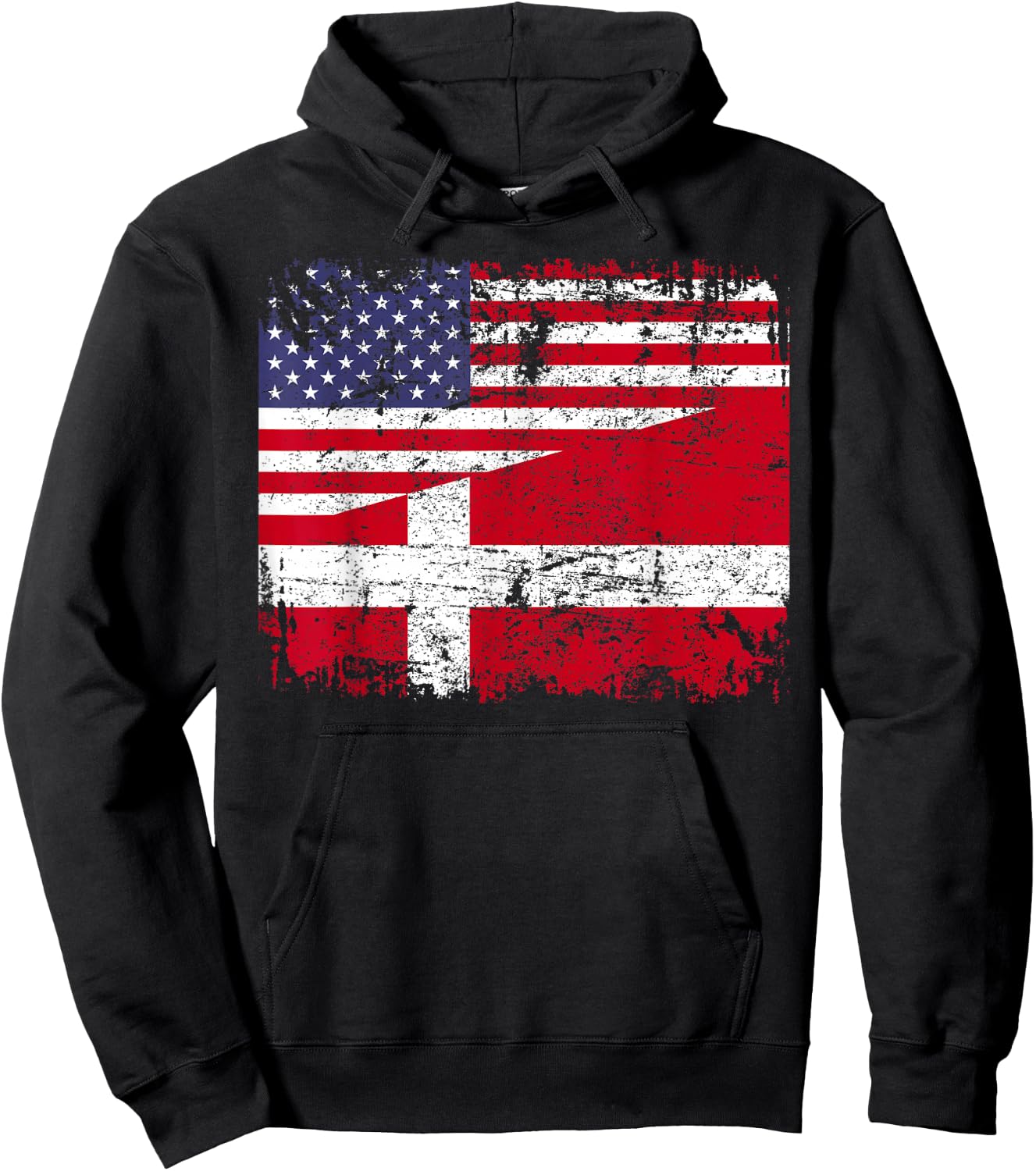 DANISH ROOTS | Half American Flag | DENMARK Hoodie - Hoodie | Black