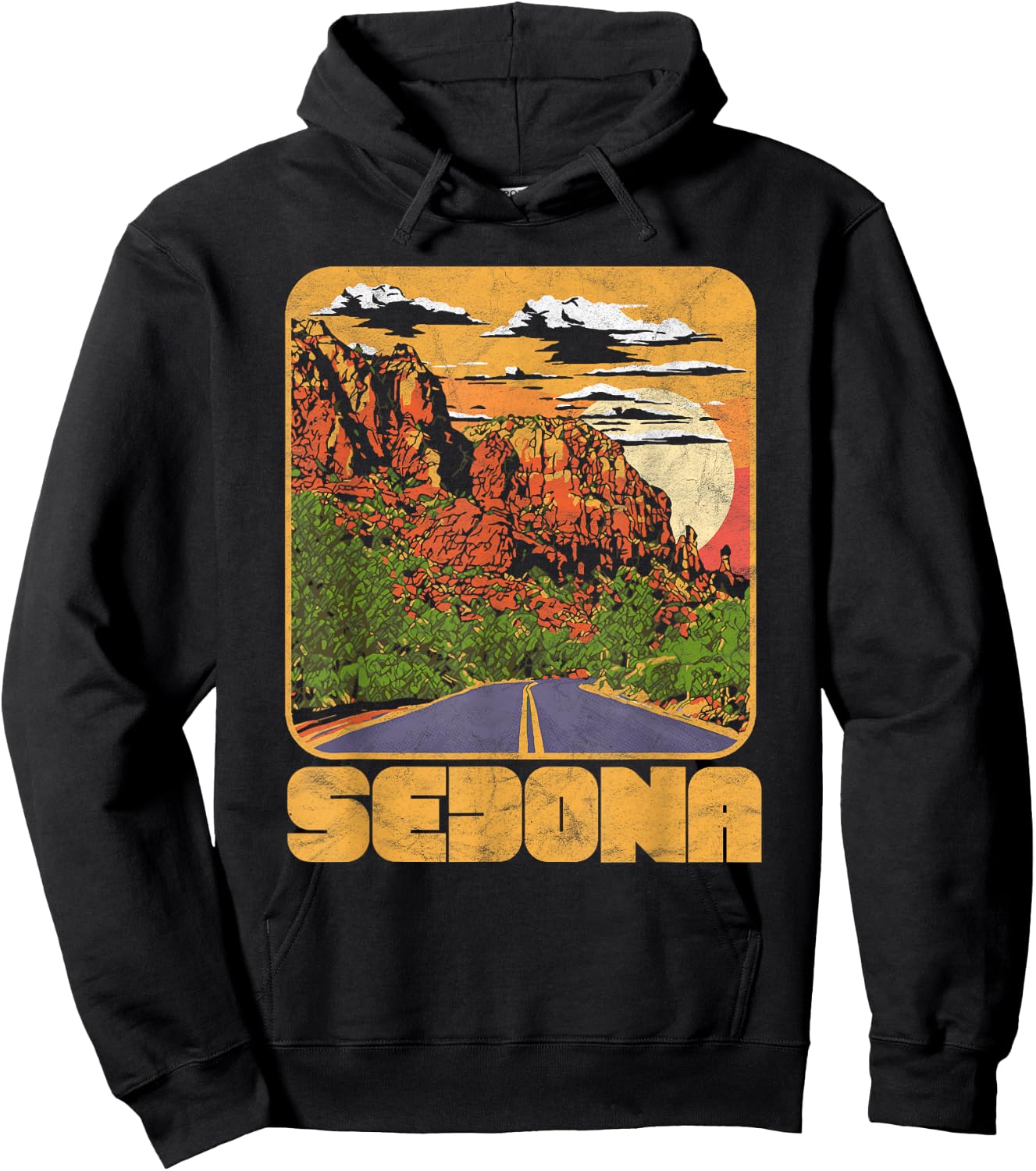 Retro Sedona Arizona Vintage Road Trip Outdoors Graphic Hoodie - Hoodie | Black