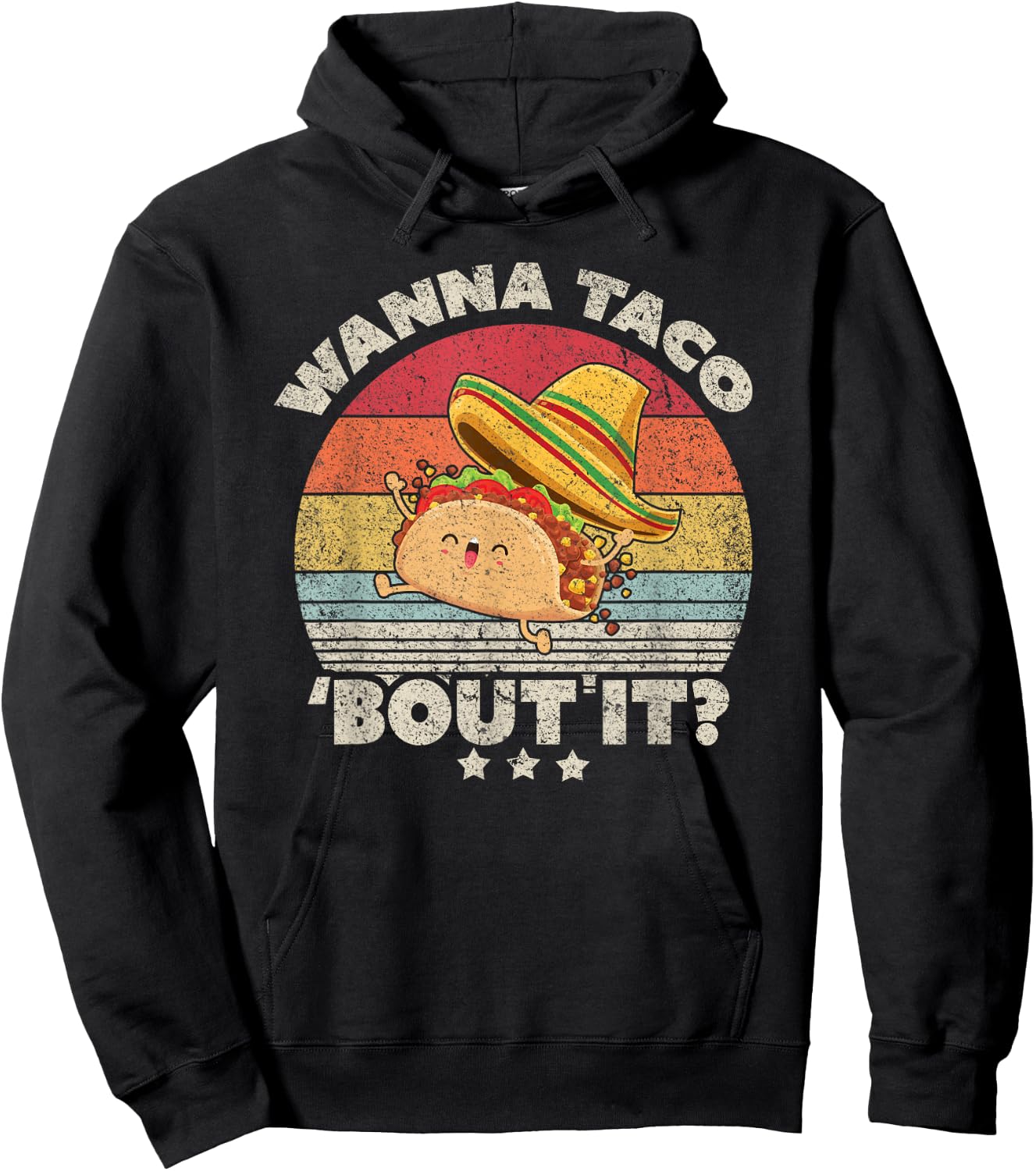 Funny Taco Wanna Taco Bout It Shirt Vintage Hoodie - Hoodie | Black