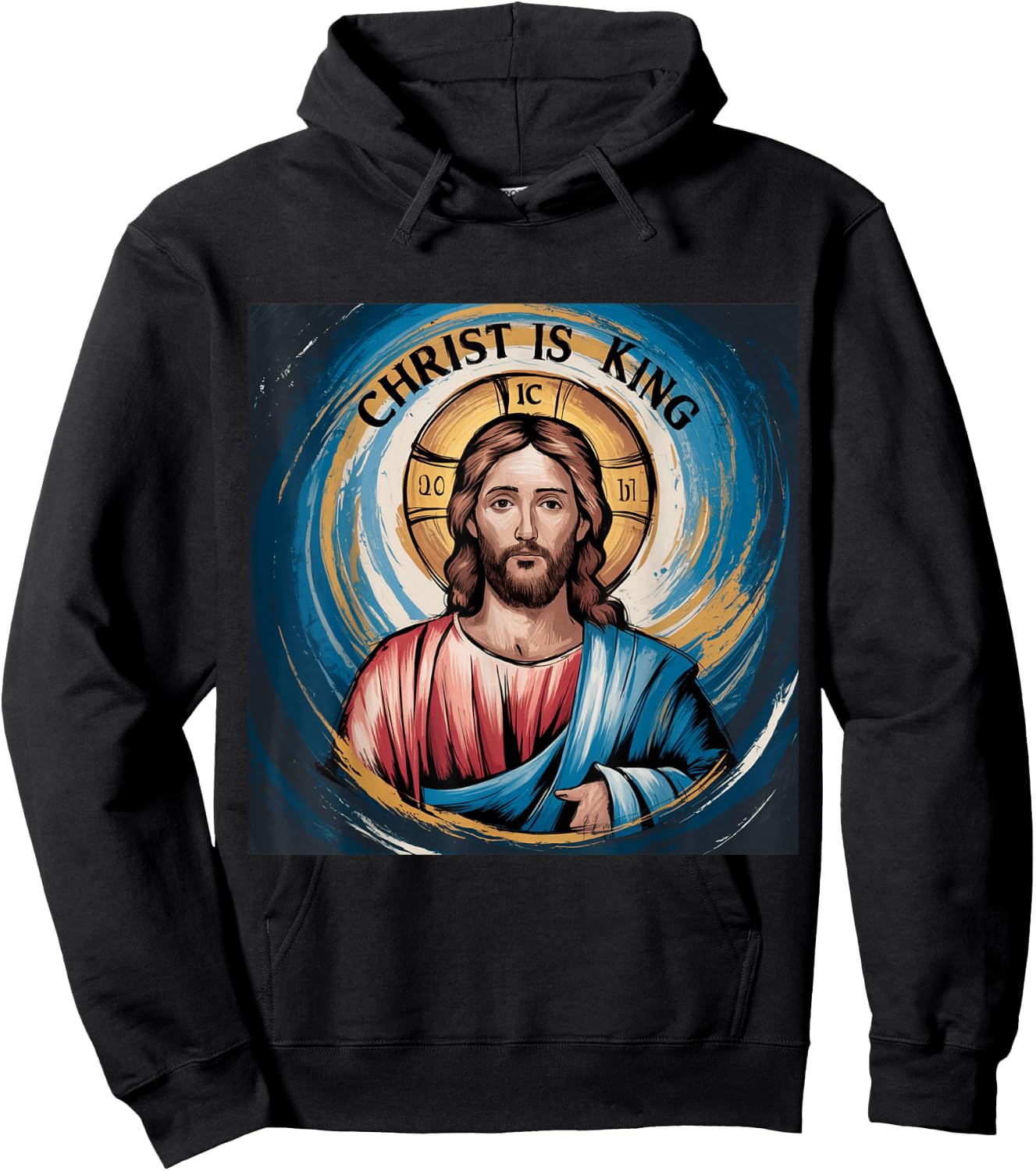 Obvious Logic Christ is King King , -Adults, -Kids, Black, Small, Short Sleeve Hoodie - Hoodie | Black