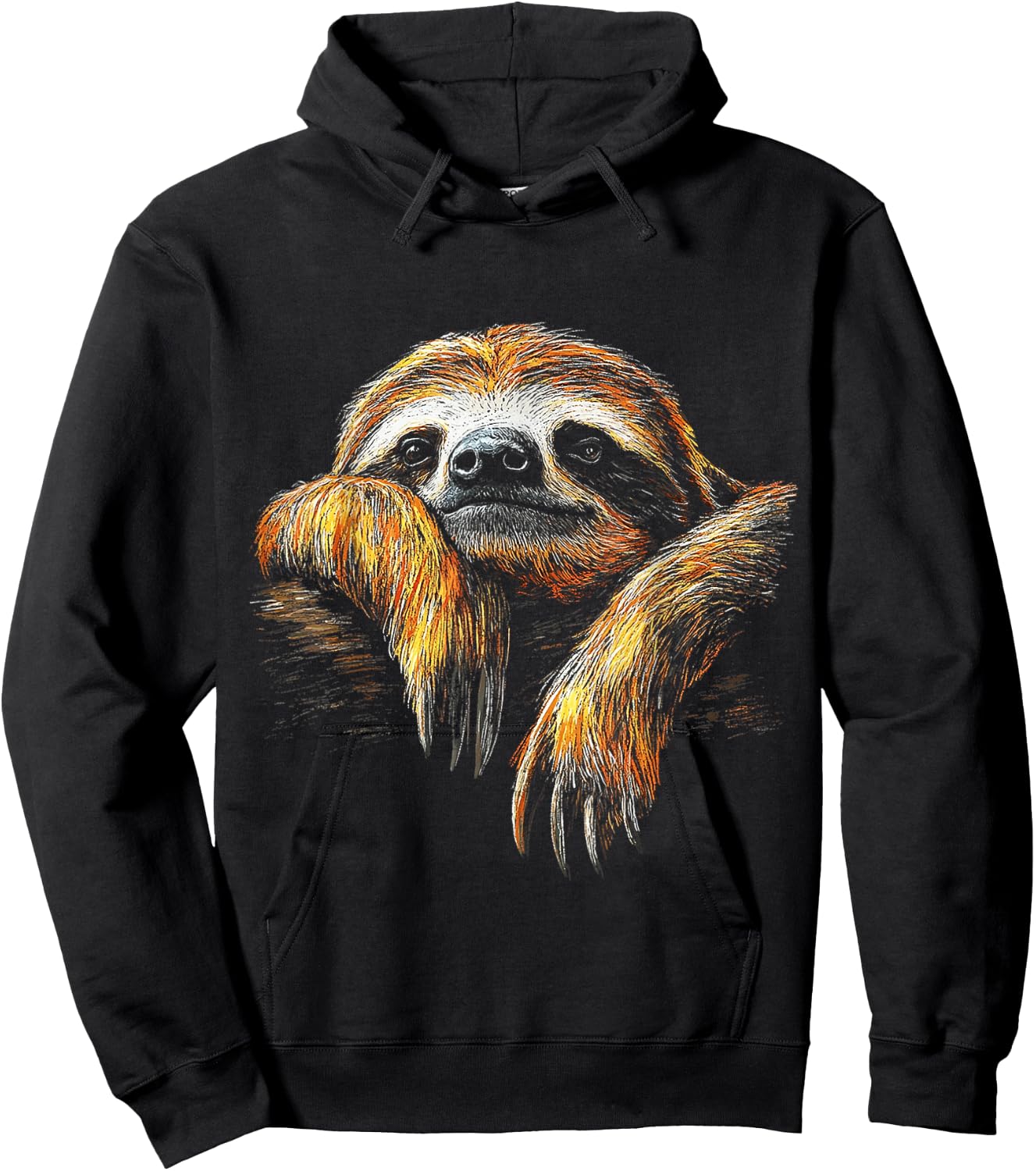 Sloth Animal Motif Drawing Artwork Sloth Hoodie - Hoodie | Black