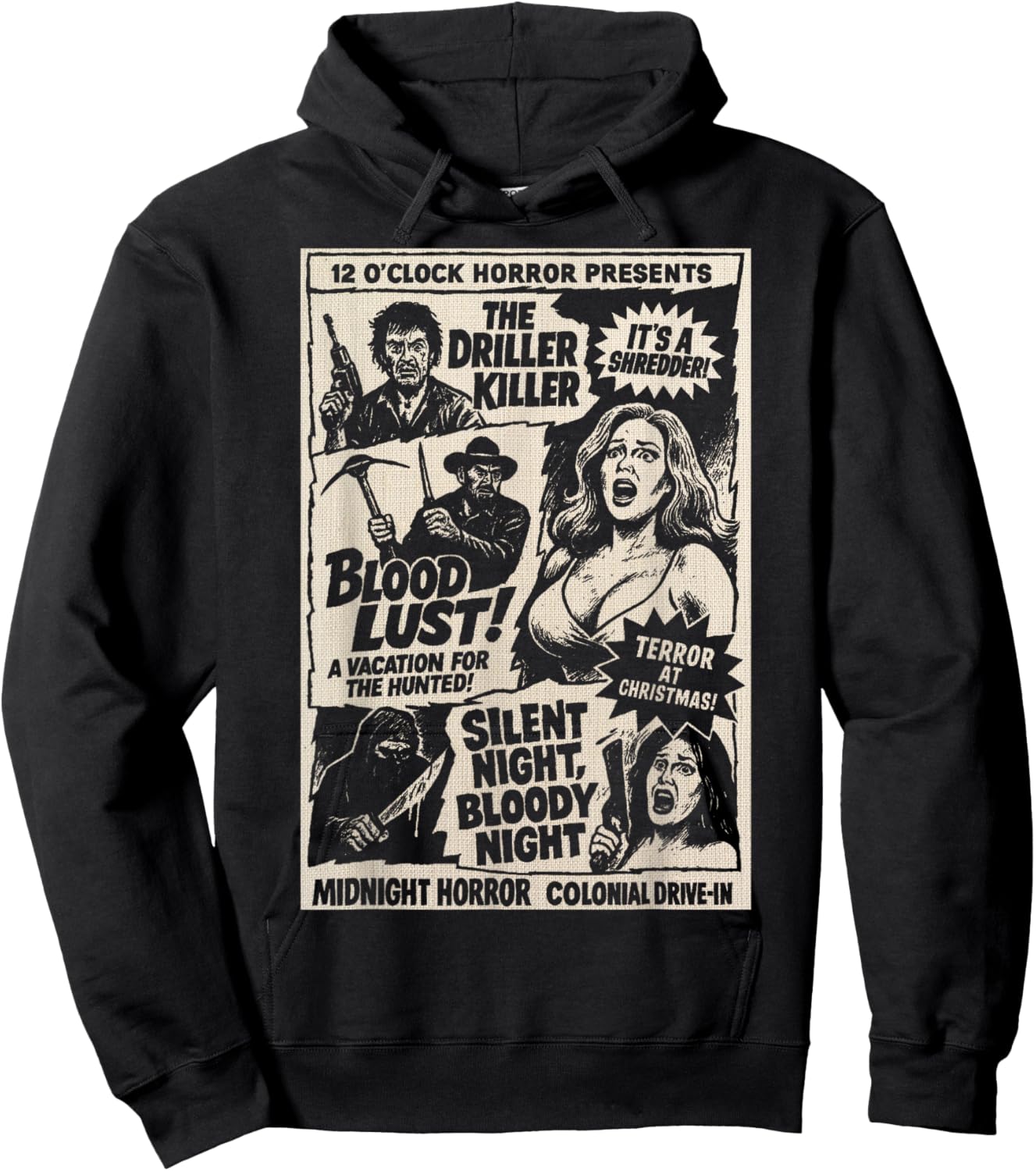 Midnight Horror Show Retro Drive in Slasher Cult Classic Hoodie - Hoodie | Black