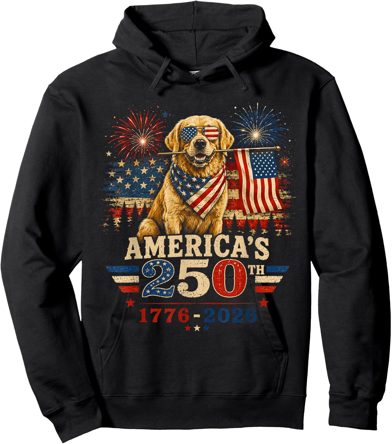 Labrador Retriever America's 250th Anniversary 1776 2026 Hoodie - Hoodie | Black