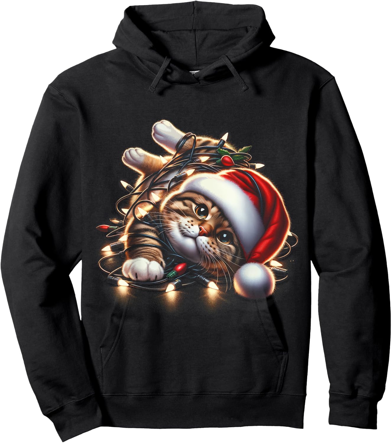 Christmas Cat Lover Funny Festive Holidays Cute Kitten Xmas Men Women Kids Hoodie - Hoodie | Black