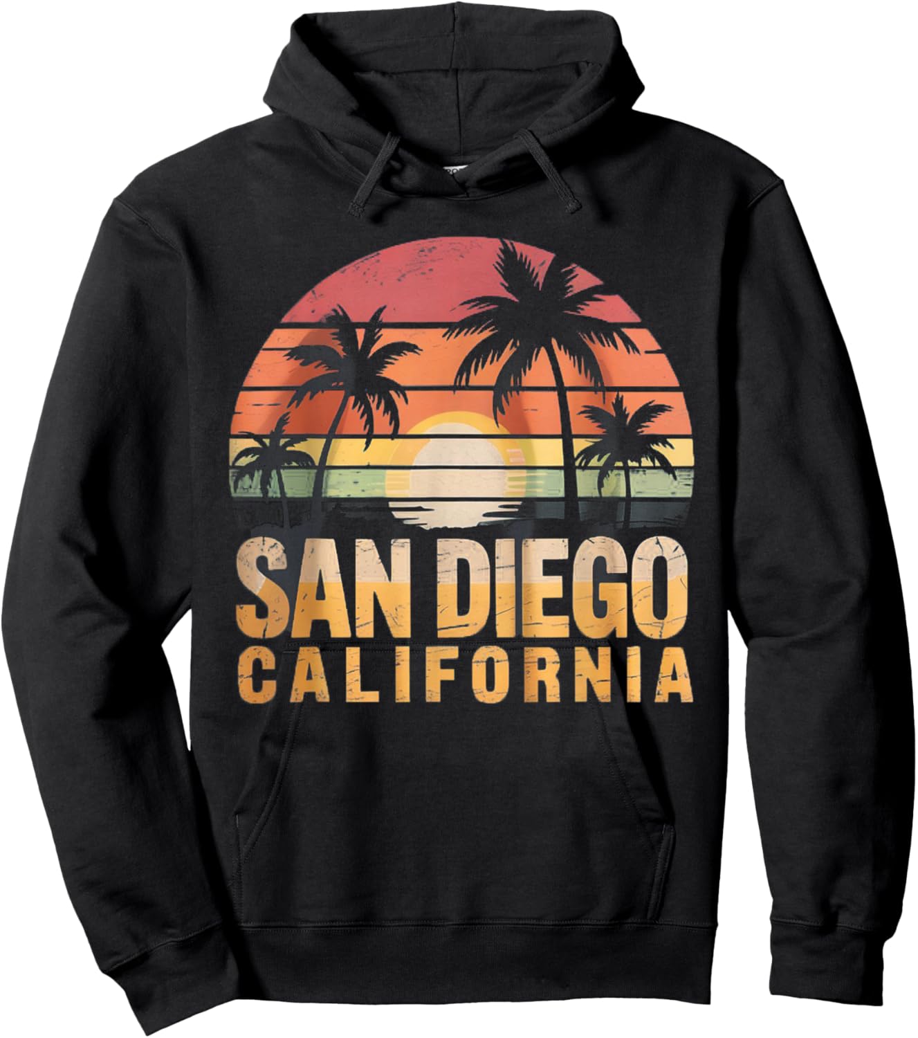 San Diego California Summer Vacation Vintage Retro Hoodie - Hoodie | Black