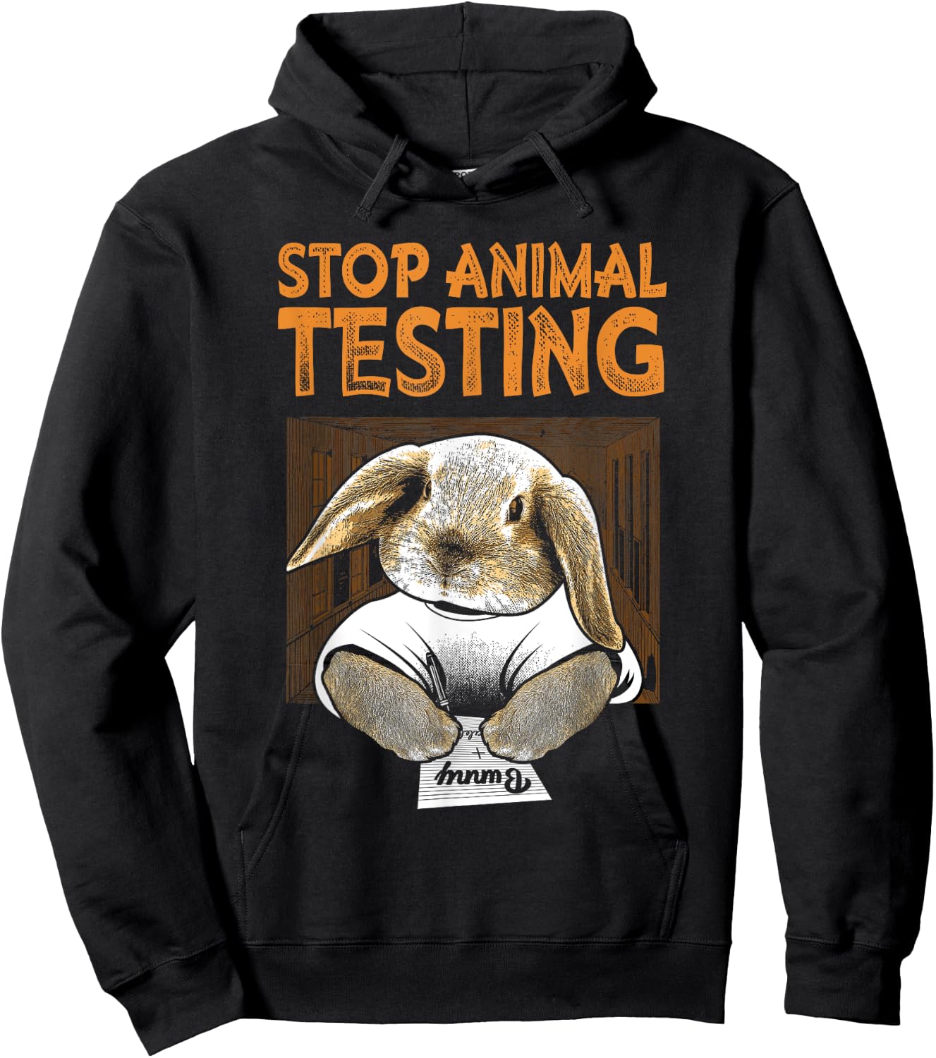 Bunny Shirt Stop Animal Testing Hoodie - Hoodie | Black