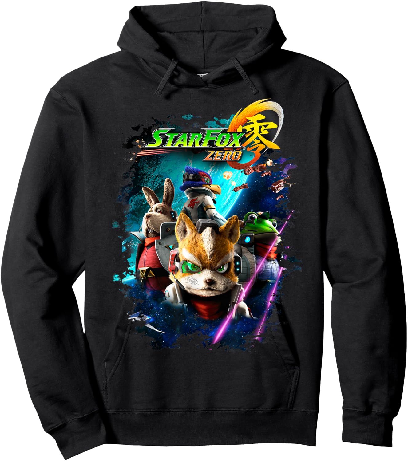 Star Fox Zero Logo Space Group Shot Shadow Graphic Hoodie - Hoodie | Black