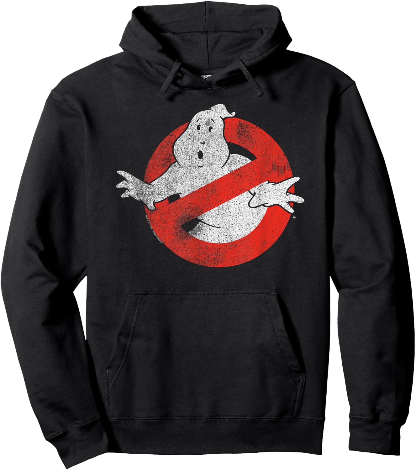 Ghostbusters Distressed No Ghost Logo Retro Movie Hoodie - Hoodie | Black