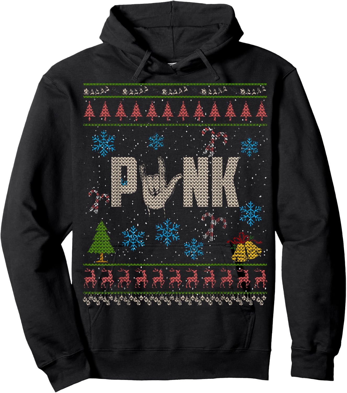 Punk Rock Christmas Ugly Shirt Punk Shirt Hoodie - Hoodie | Black