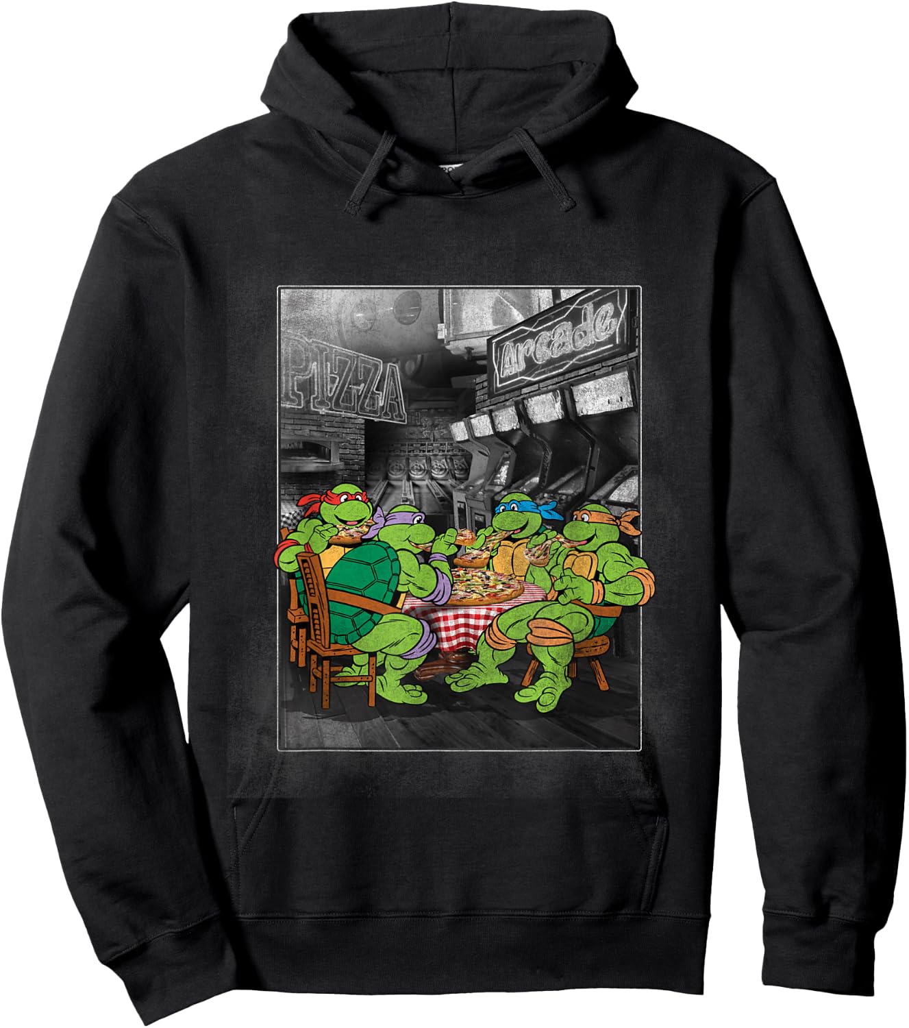 TMNT Photoreal Group Eating Pizza Hoodie - Hoodie | Black
