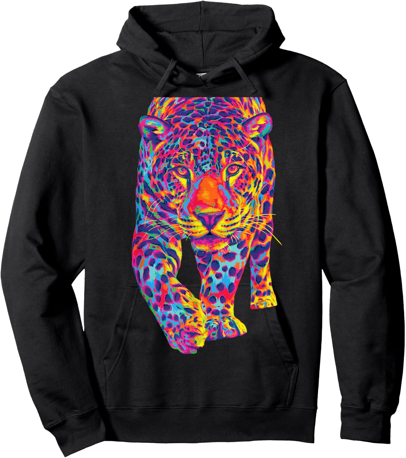 Rainbow Jaguar Abstract Colorful Cat Lover Hoodie - Hoodie | Black