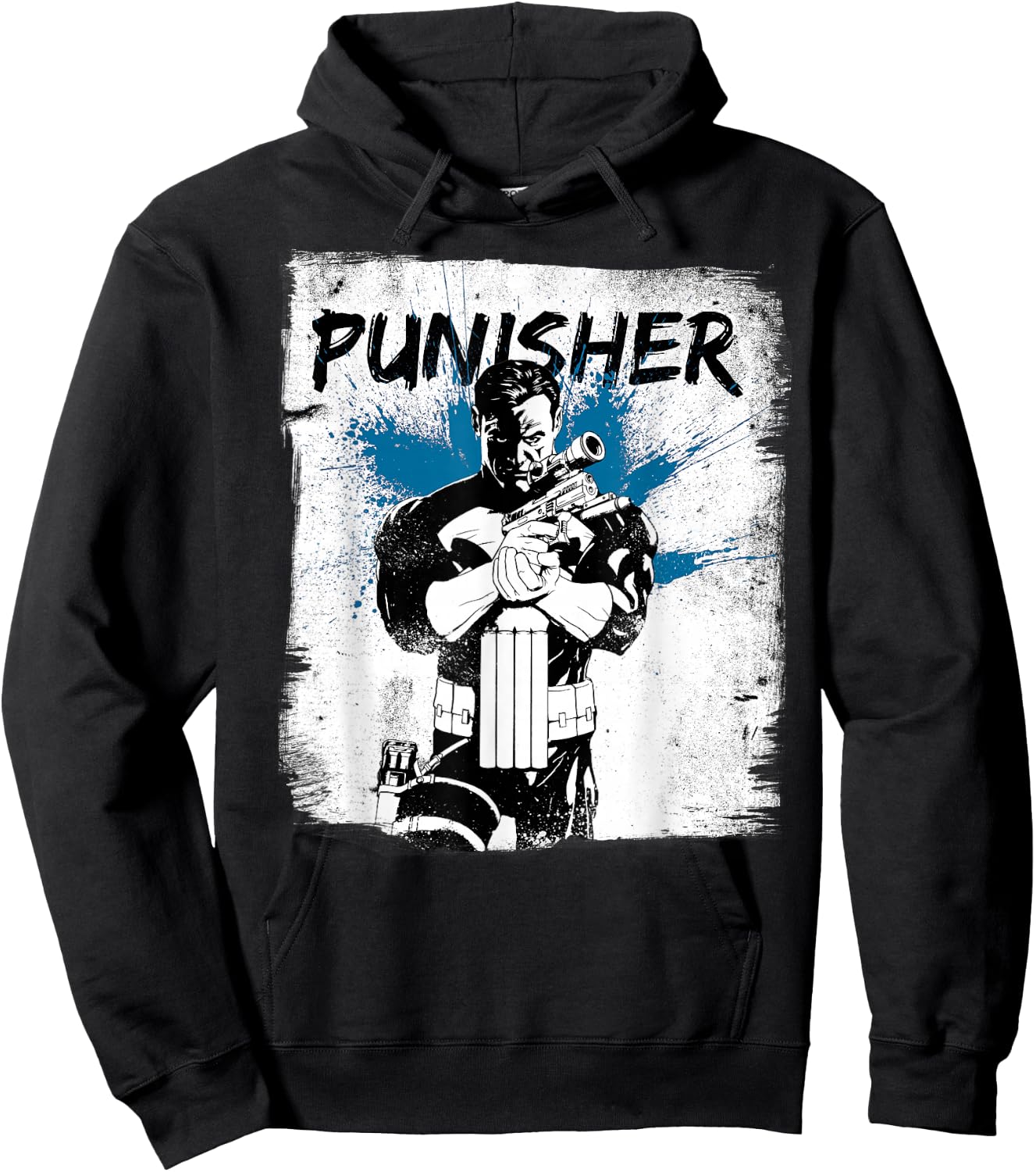 Marvel The Punisher Chalked Out Paint Splat Graphic Hoodie - Hoodie | Black