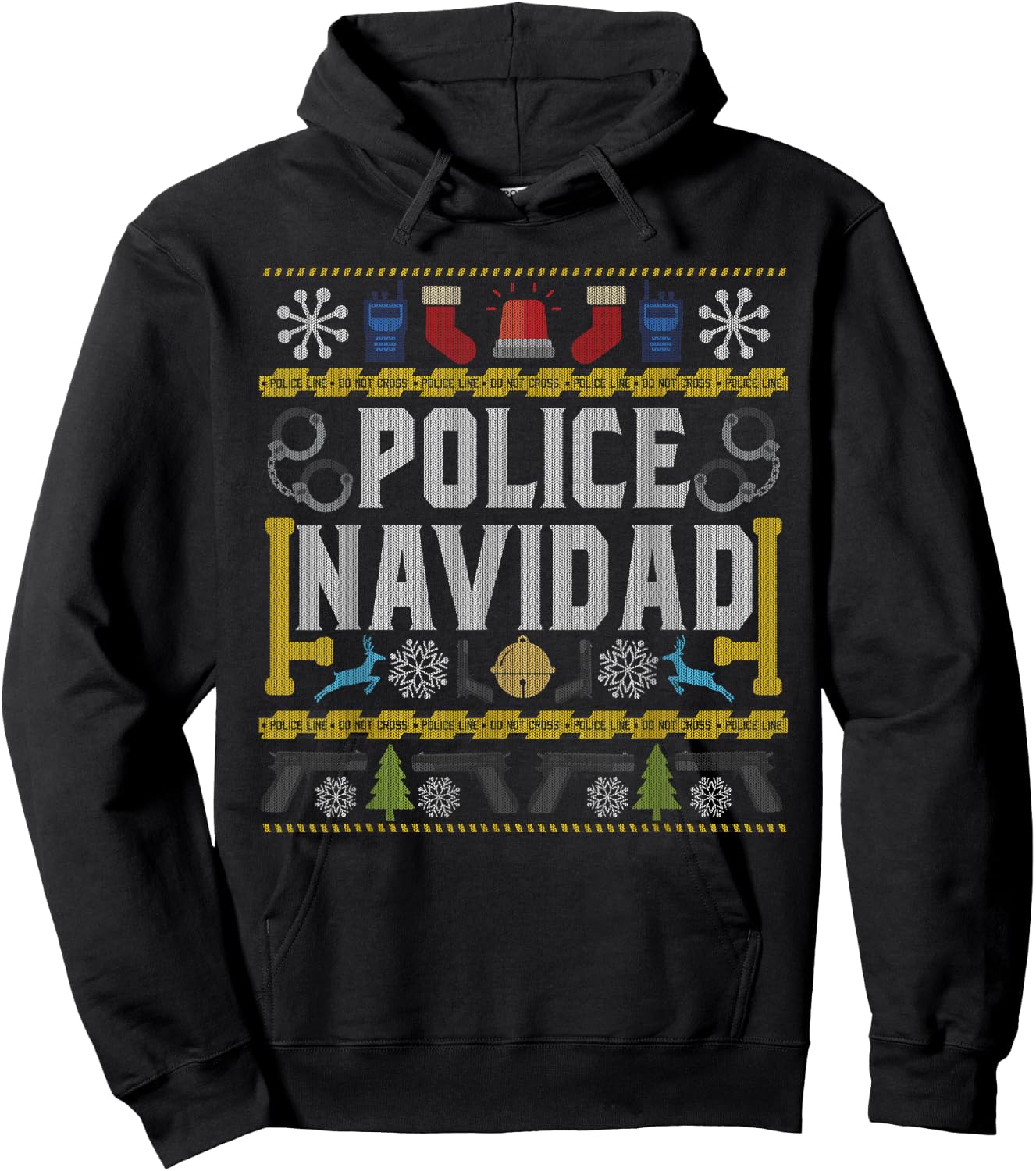 Ugly Sweater Police Navidad Christmas Novelty Hoodie - Hoodie | Black