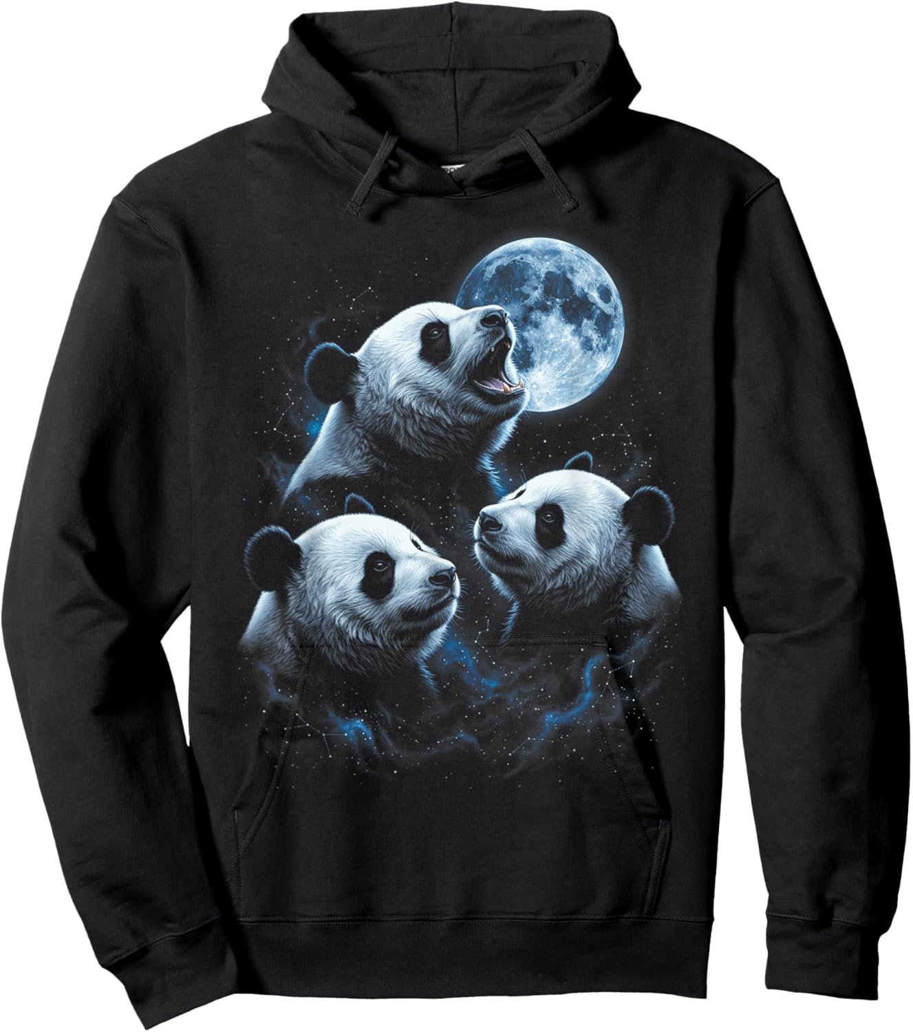 Howling At The Moon Panda Cub Hoodie - Hoodie | Black