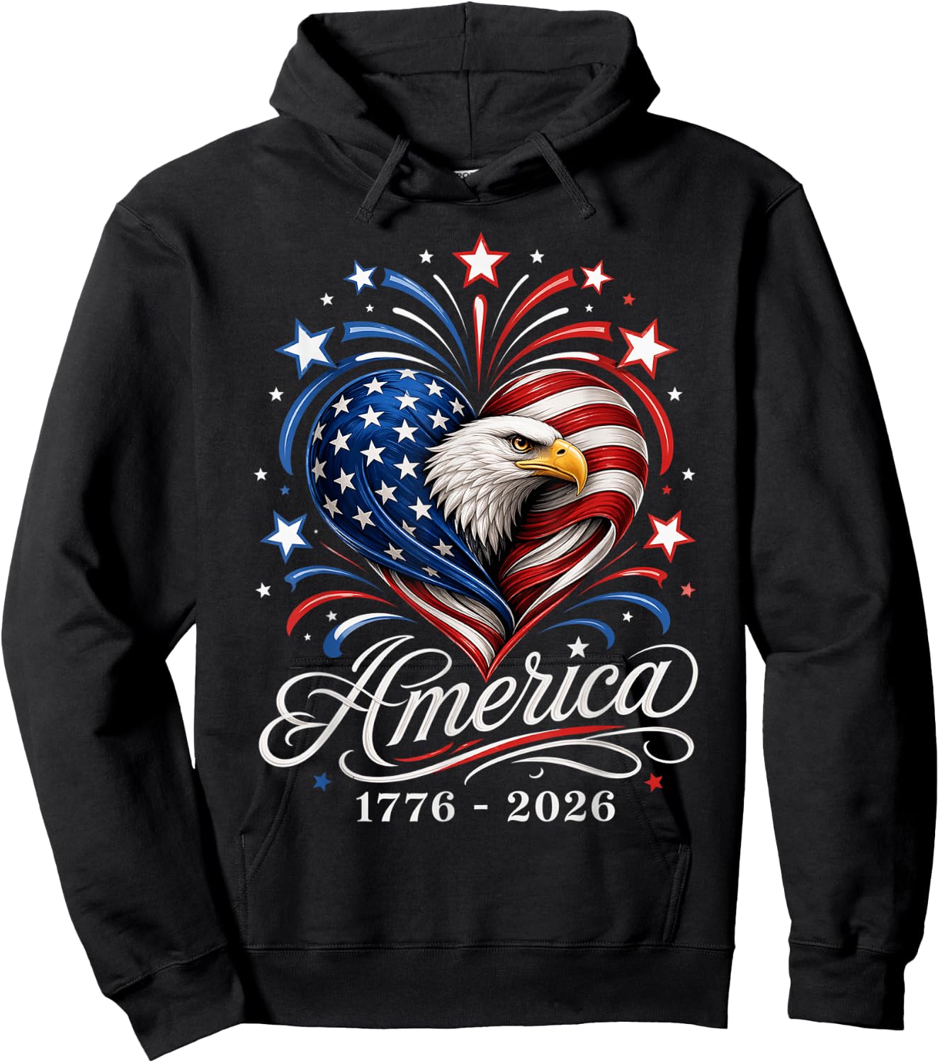 America US Flag 250 1776 2026 250th Anniversary 4th of July Hoodie - Hoodie | Black