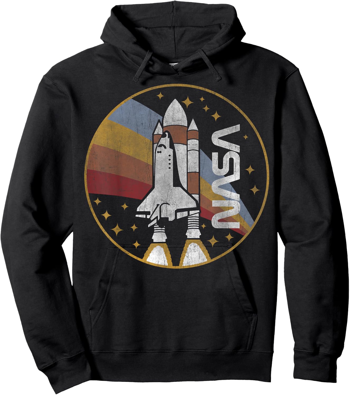 NASA Vintage Space Shuttle Launch Rainbow Logo Hoodie - Hoodie | Black