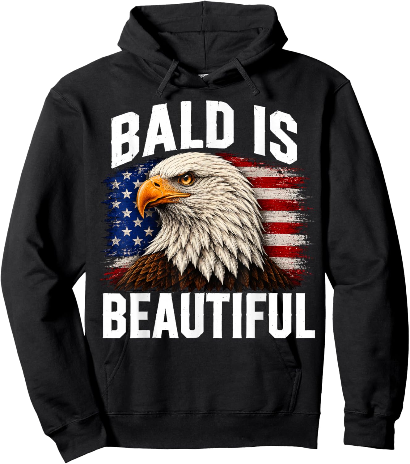 Bald is Beautiful 4th of July Independence Day Bald Eagle Hoodie - Hoodie | Black