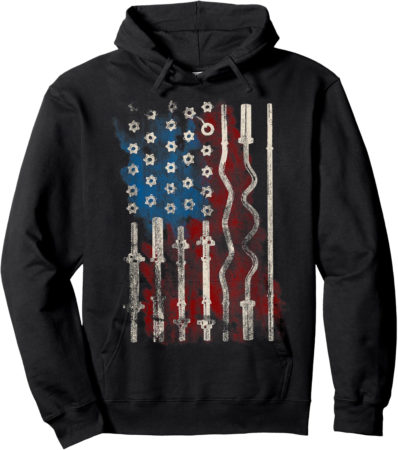 Patriotic American Flag Gym T Shirt for Weight Lifters Hoodie - Hoodie | Black