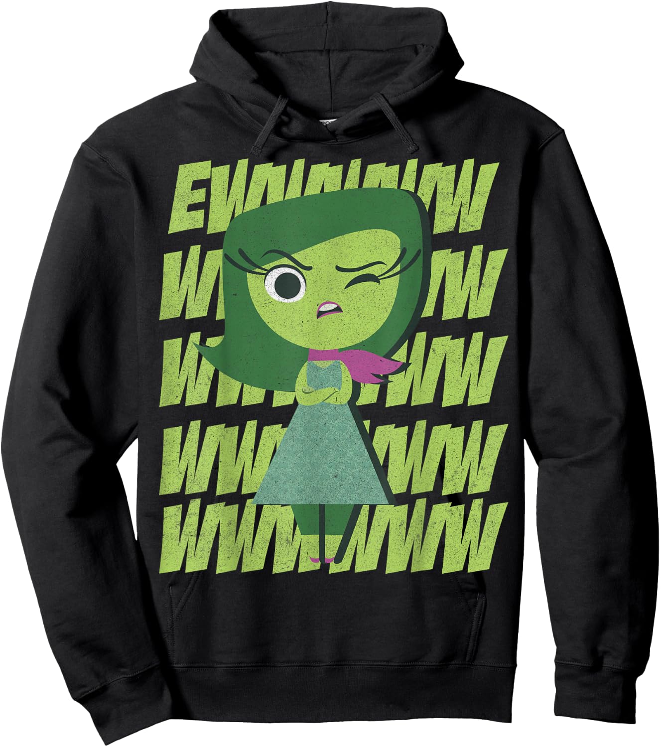 Disney Pixar Inside Out Disgust Ewww Retro Text Stack Hoodie - Hoodie | Black