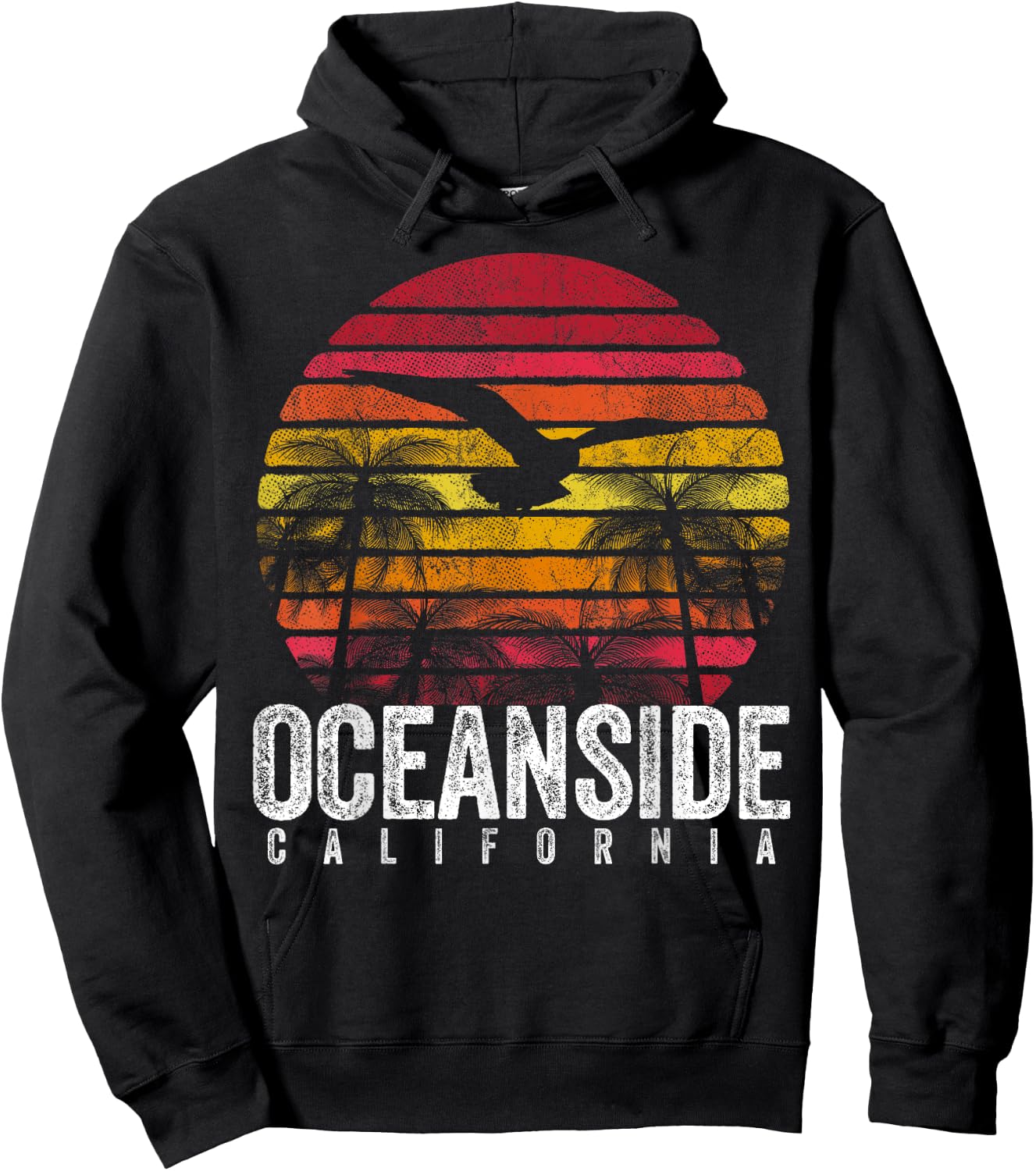 Oceanside California CA Vintage Retro Distressed Style Hoodie - Hoodie | Black