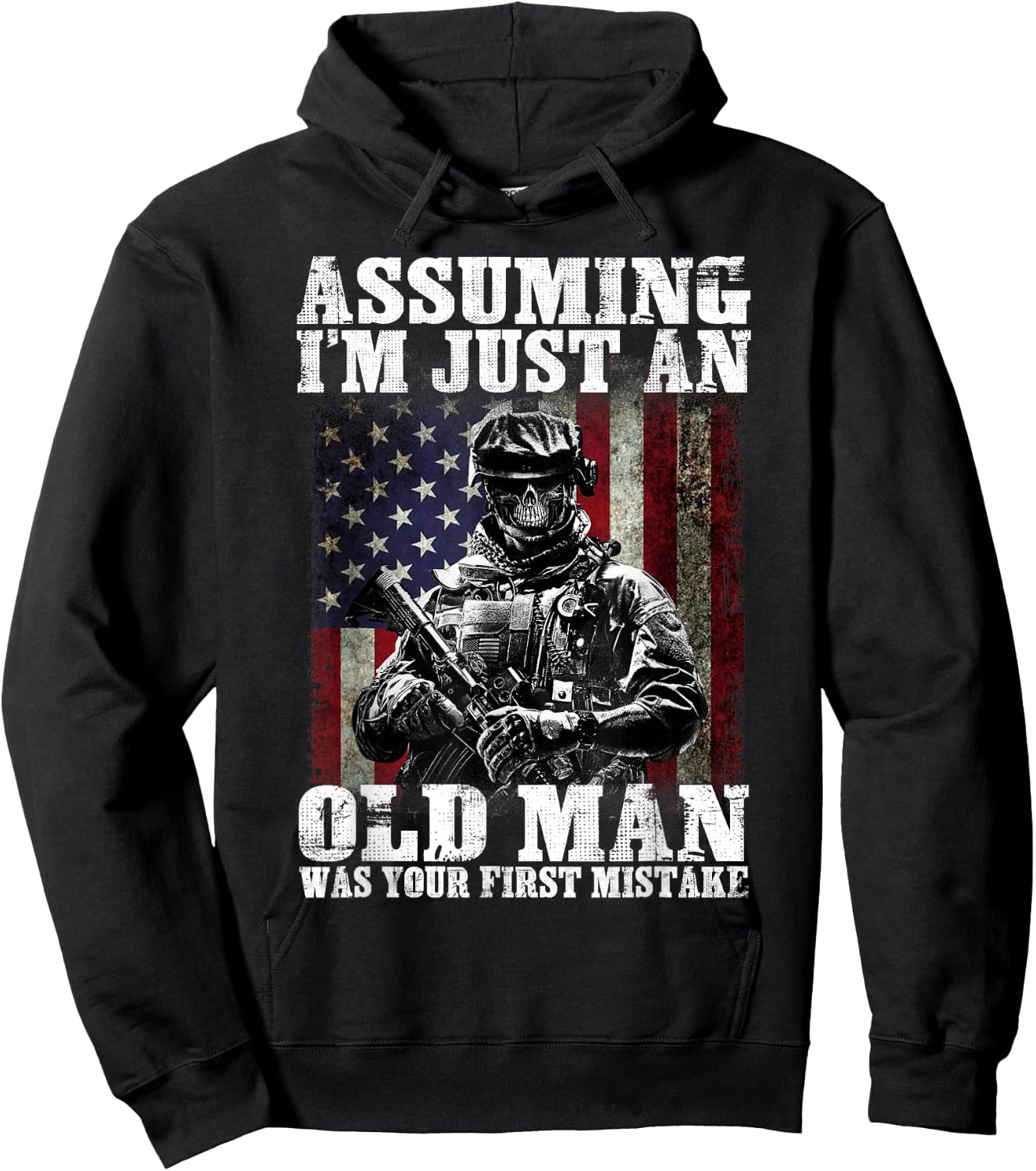 Assuming I'm just an old man was your first mistake veteran Hoodie - Hoodie | Black