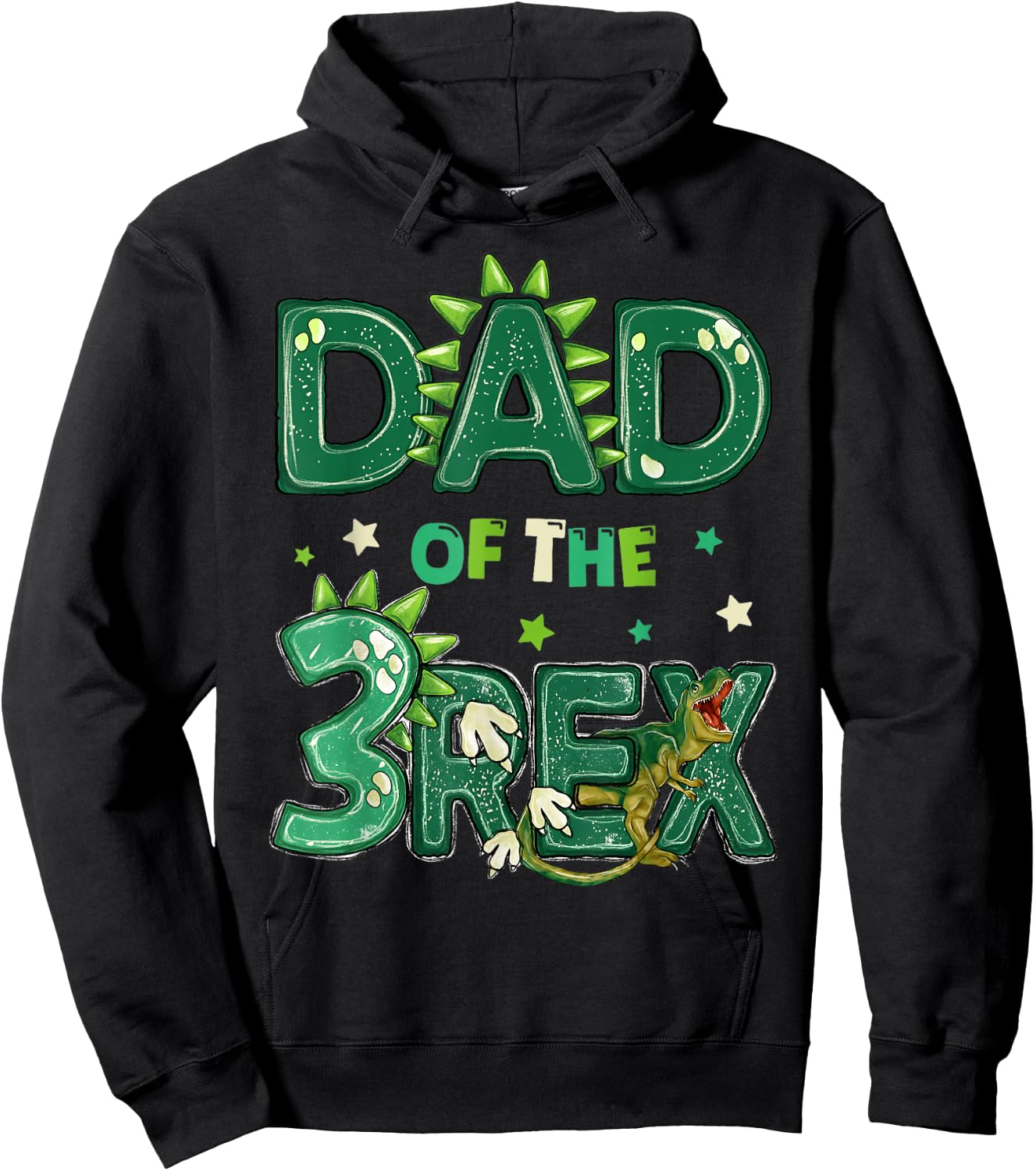 Dad Of The Three Rex Birthday Dinosaur Family Matching Hoodie - Hoodie | Black